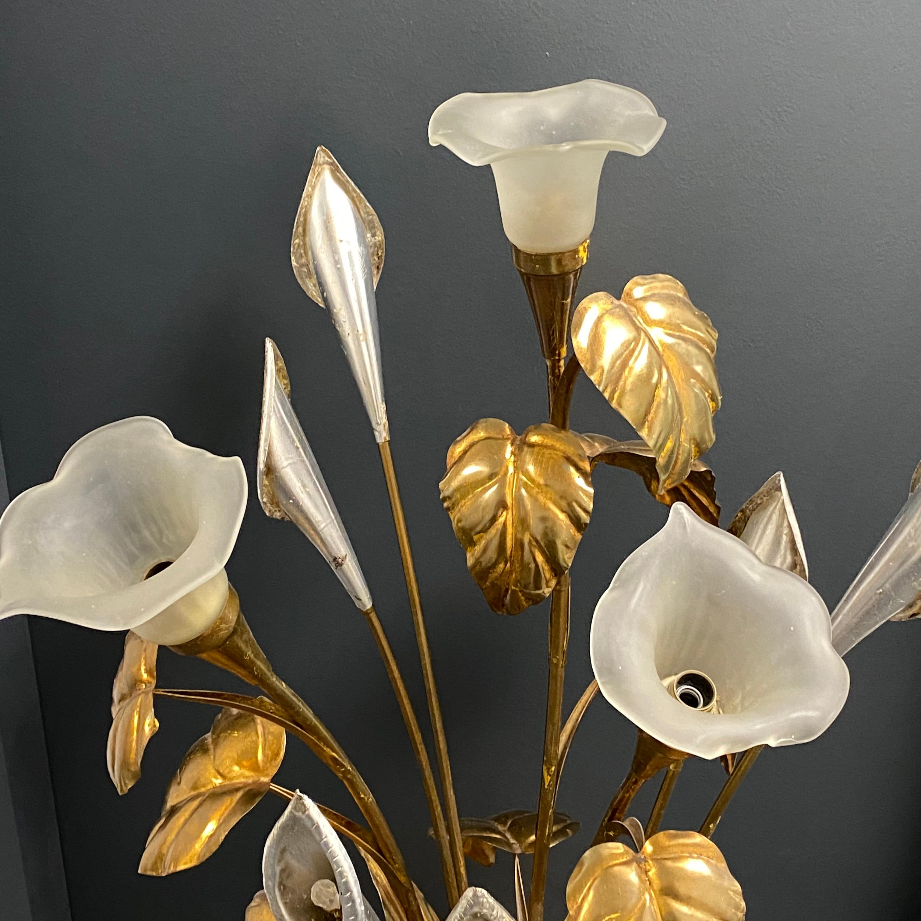 Gilded and Silver Flower Bunch Floral Floor Lamp by Hans Koegl, Germany, 1970s For Sale 7