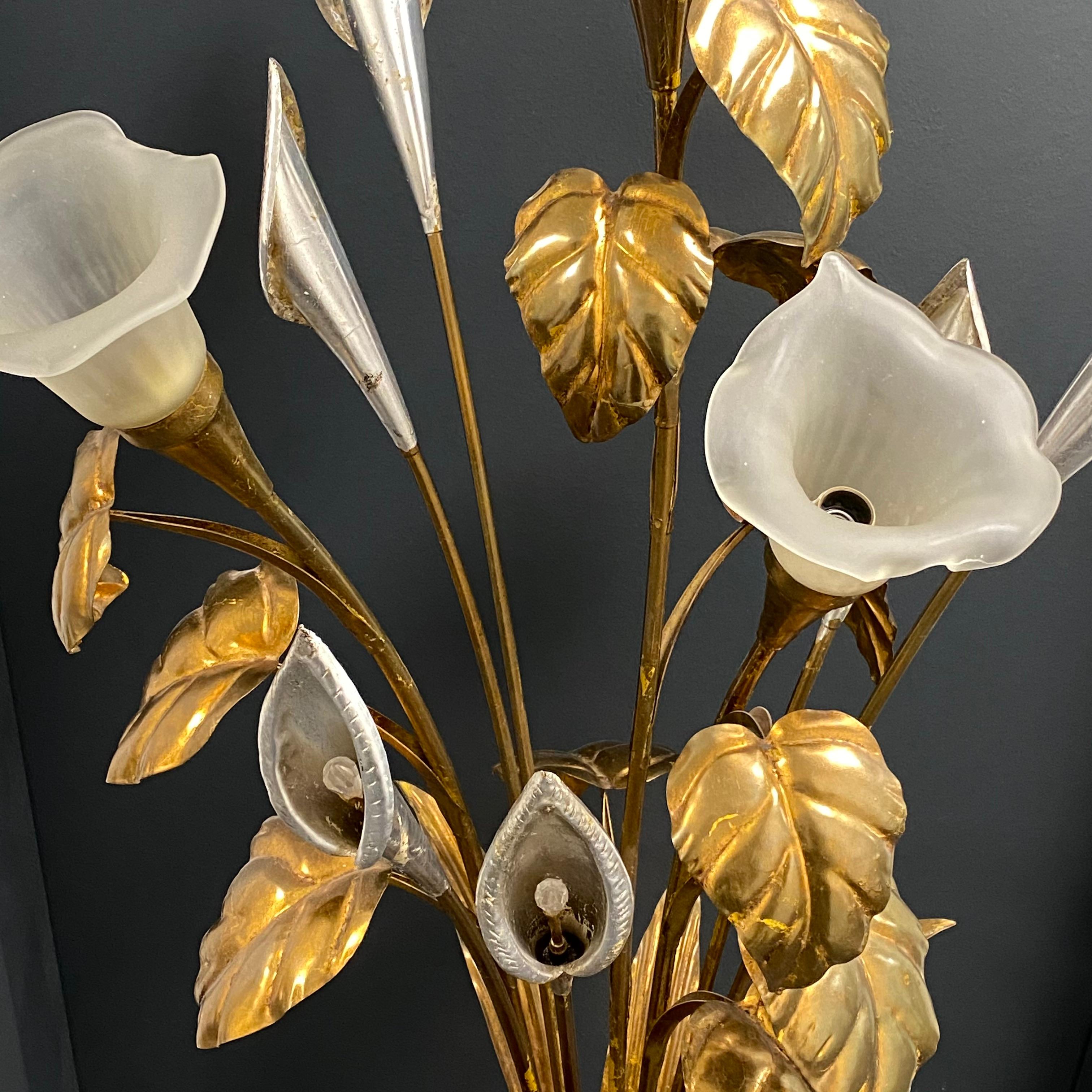 Gilded and Silver Flower Bunch Floral Floor Lamp by Hans Koegl, Germany, 1970s For Sale 8