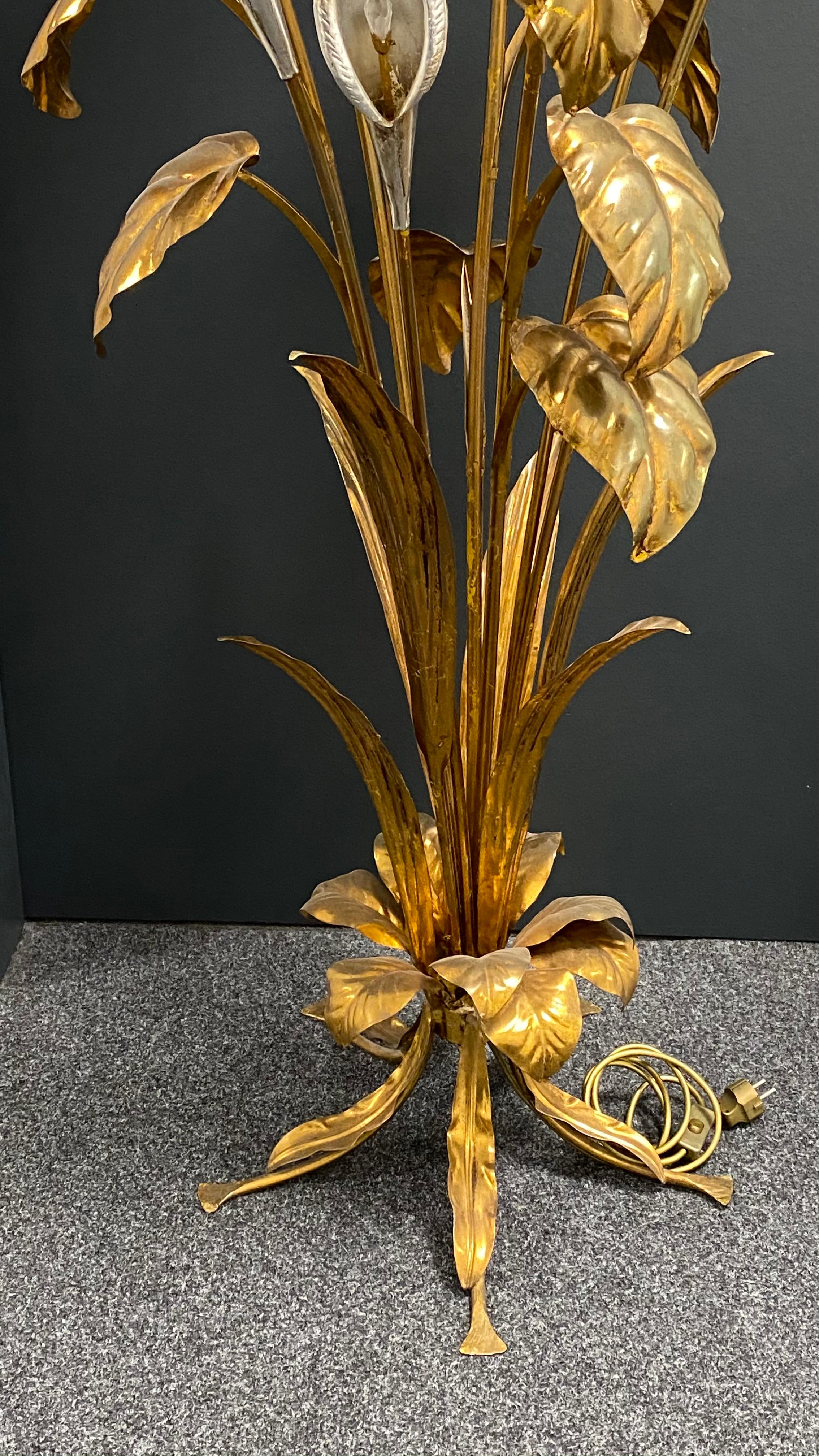 Fin du 20e siècle Lampadaire à fleurs en forme de boule en argent doré et doré de Hans Koegl, Allemagne, 1970 en vente