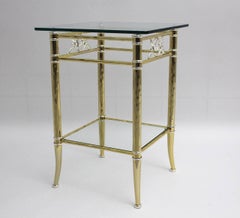 Hollywood Regency Style Gold Silver Glass Vintage Side Table, 1970s