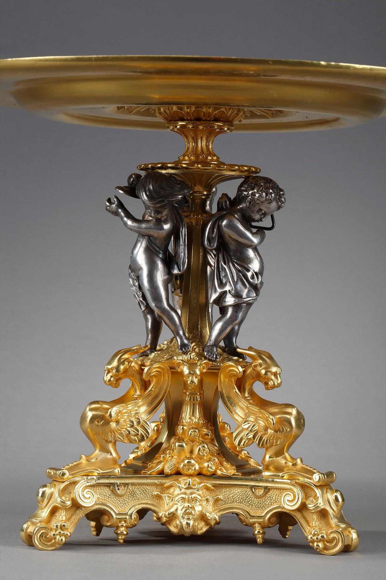 Gilt Gilded and Silvered Bronze Cup  For Sale