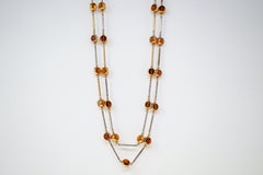 Set di collane e orecchini in vetro dorato e fumé di Bergère, anni '70