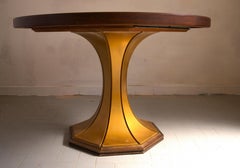 gilded and wood 1960s Italian round dining table, extendable