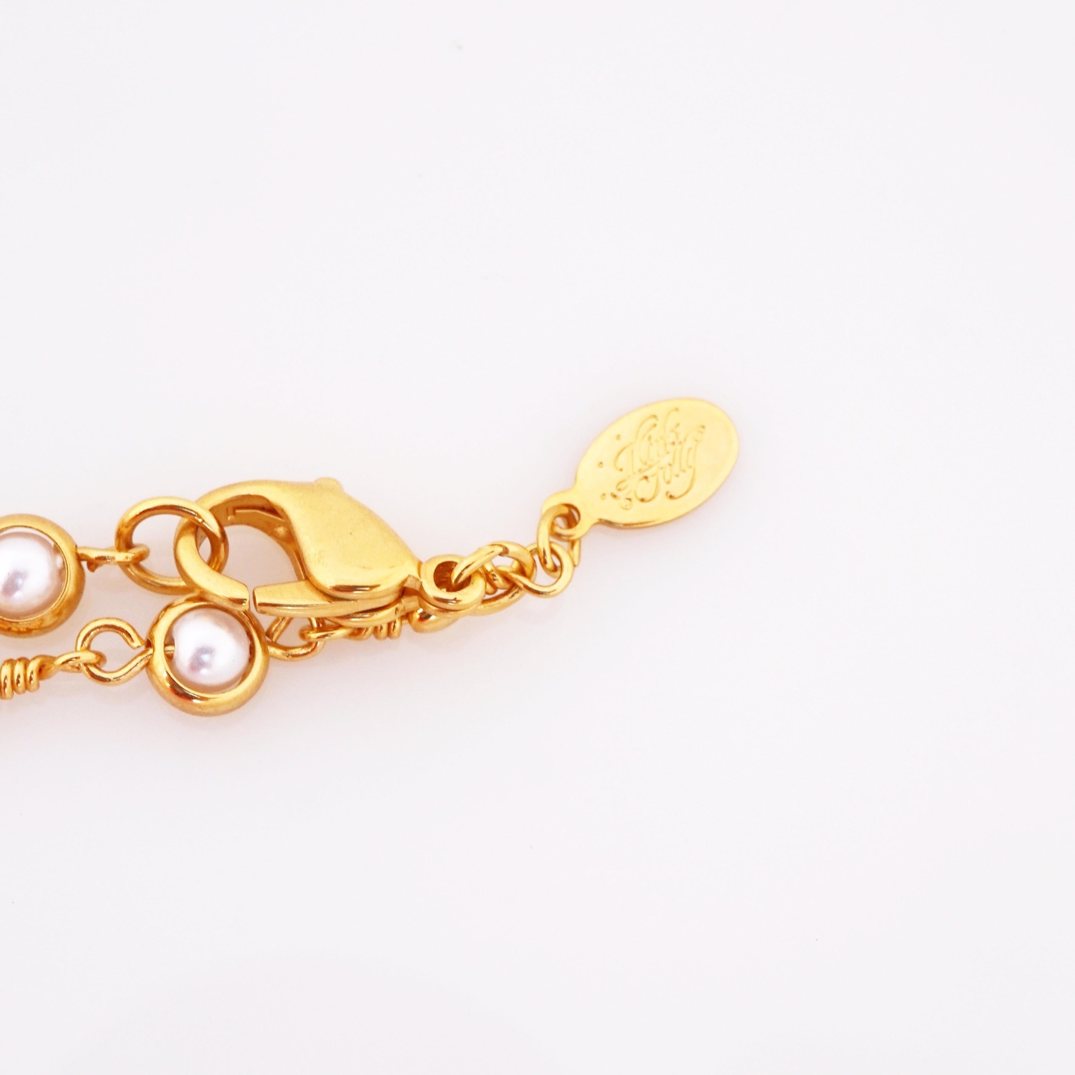 Vergoldete Engels-Teddybär-Anhänger-Halskette mit Glocke von Kirks Folly, 1980er Jahre im Angebot 3
