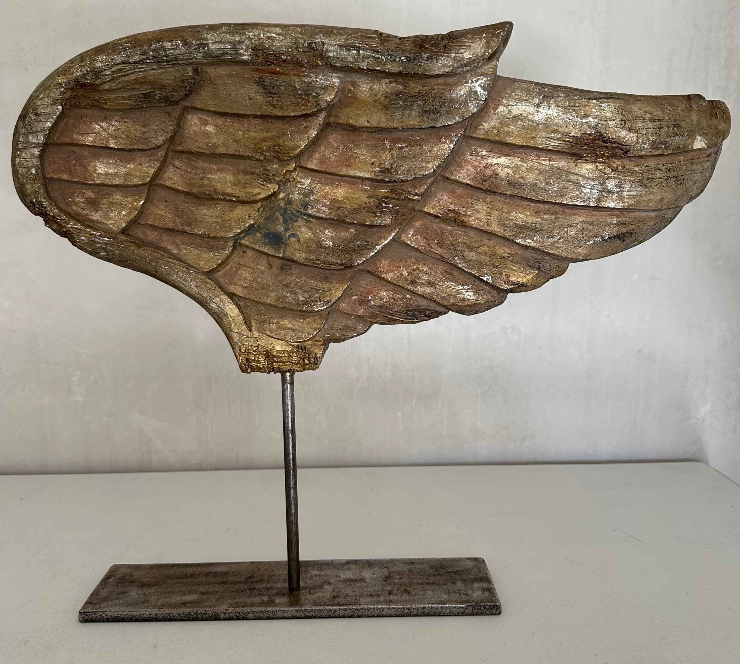 20th Century Gilded Angel Wing on Stand