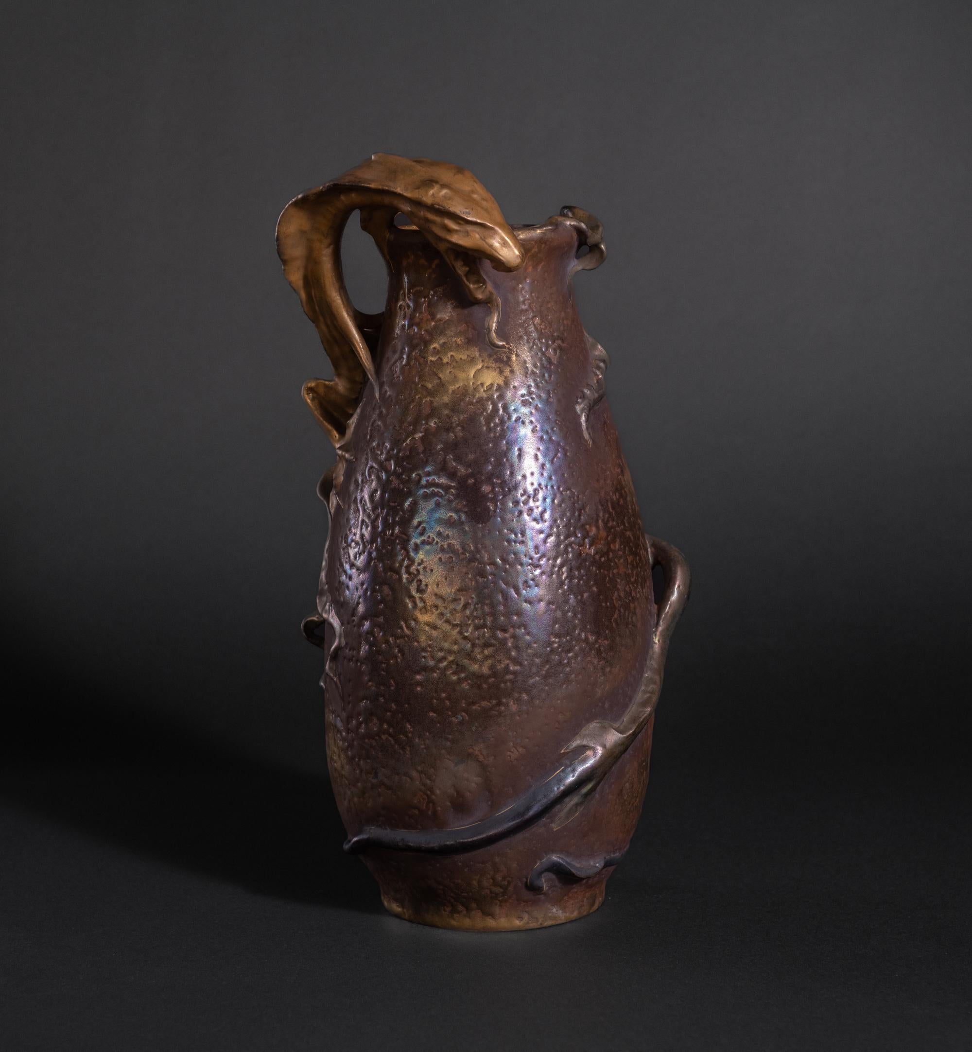 Model #4543

Riessner, Stellmacher and Kessel (RSt&K), consistently marked pieces with the tradename “Amphora” by the late 1890s and became known by that name. The Amphora pottery factory was located in Turn-Teplitz, Austria. By the mid-19th