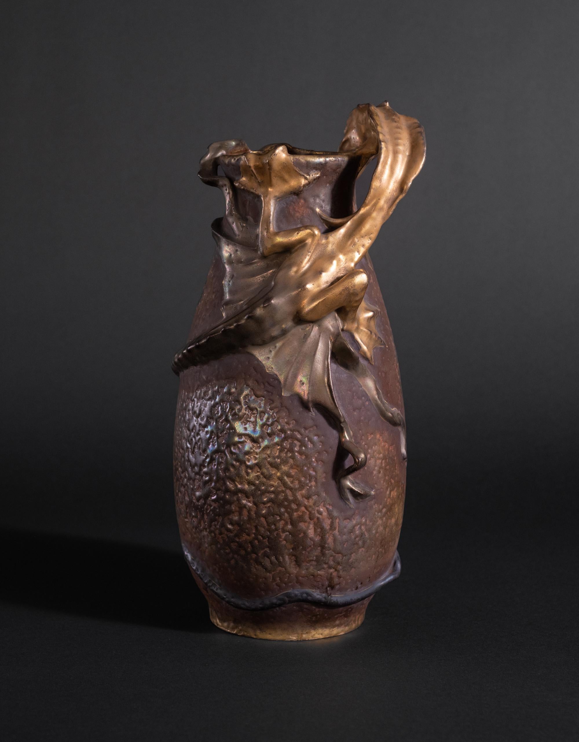 Art nouveau Vase Art Nouveau Angry Web-Footed Sea Monster