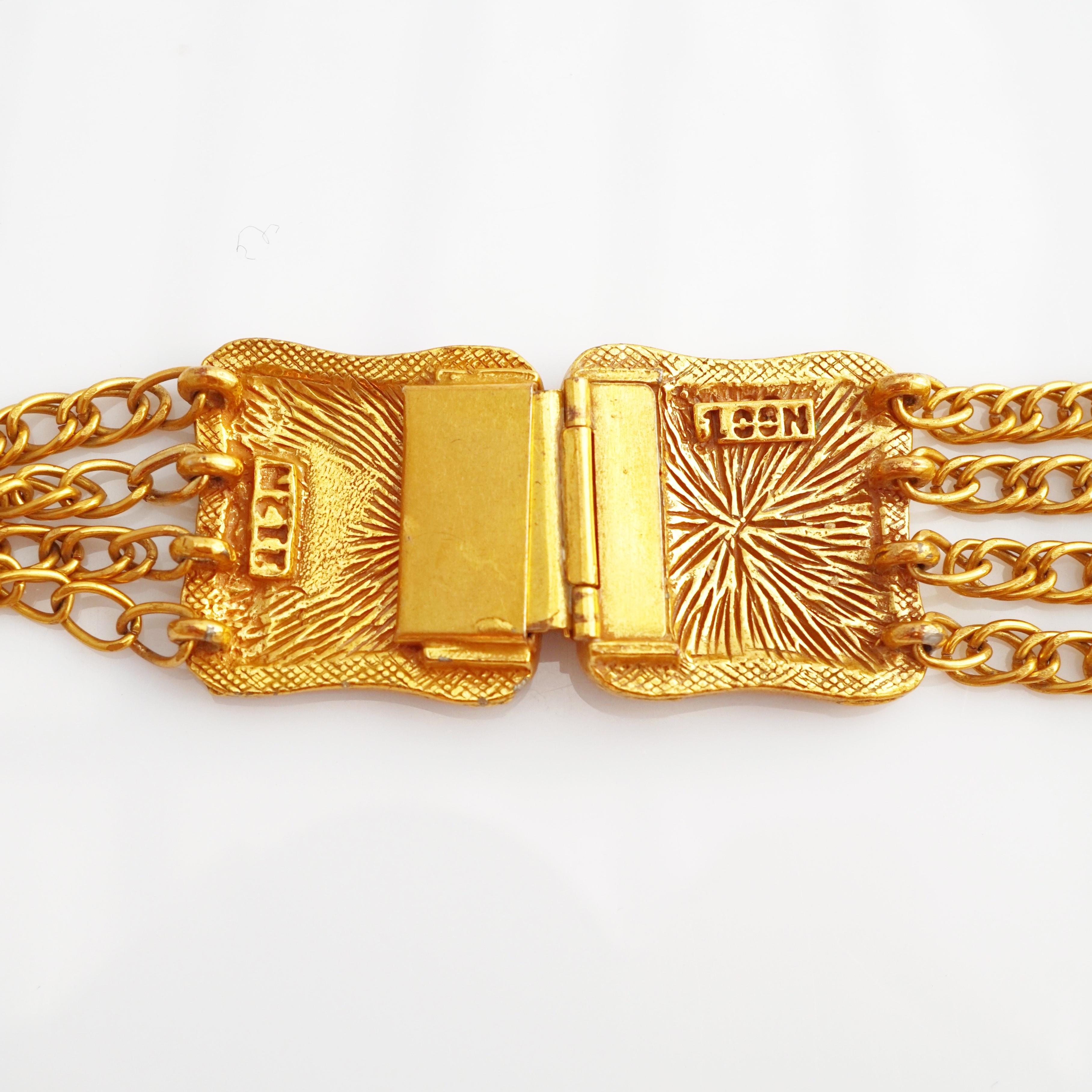 Gilded Art Nouveau Necklace With Chain Fringe By Lucien Piccard, 1970s 1