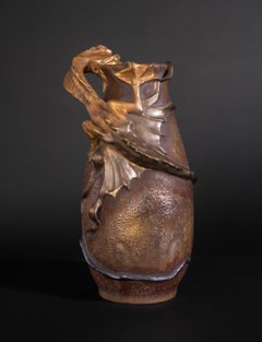 Gilded Art Nouveau "Web-Footed Sea Monster" Vase by RStK Amphora