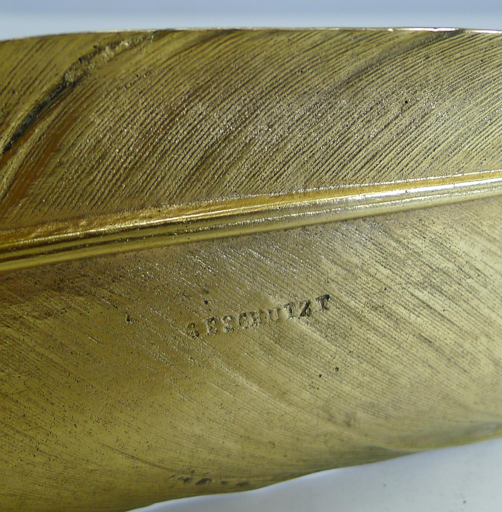 Gilded Austrian Bronze Inkwell / Pen Rest, Signed Bergmann In Good Condition For Sale In Bath, GB