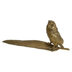 Tintero / Bolígrafo de Bronce Austriaco Dorado, Firmado Bergmann
