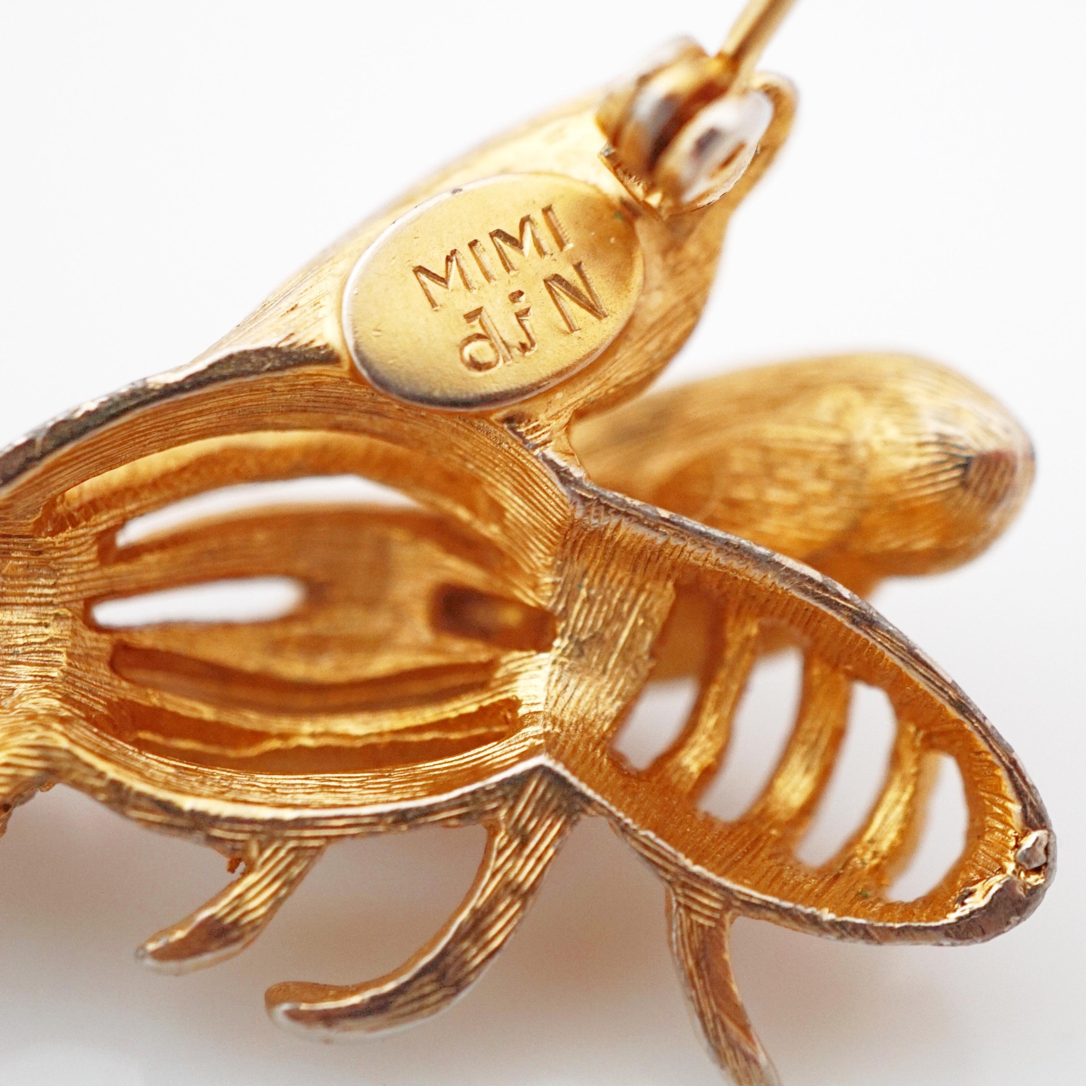 Moderne Broche en forme d'abeille percée et dorée de Mimi di Niscemi, années 1960 en vente