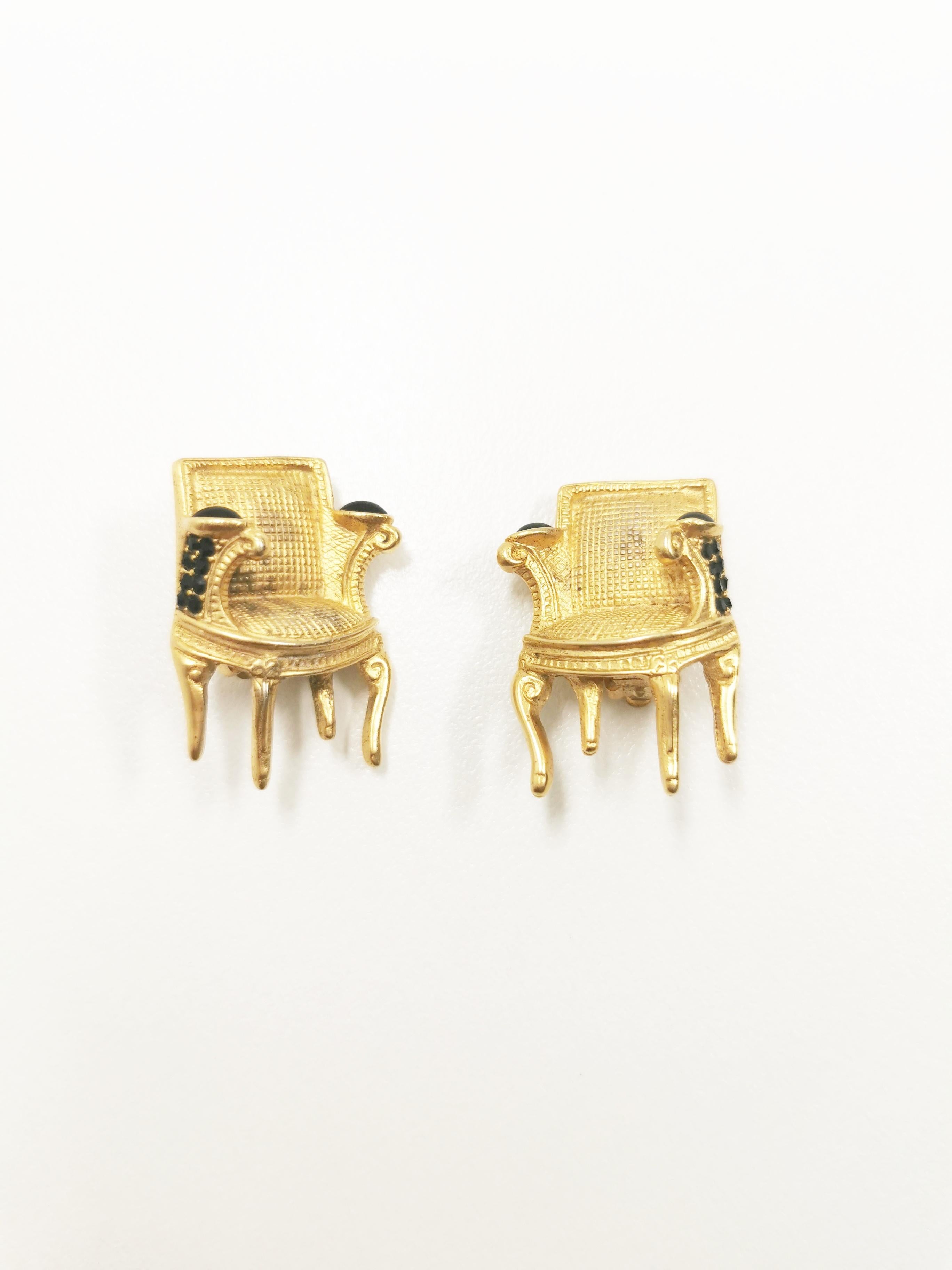 Rococo Gilded Bergère Chairs ROCOCO LOUIS XVI GOLD Chair Earrings by Karl Lagerfeld For Sale