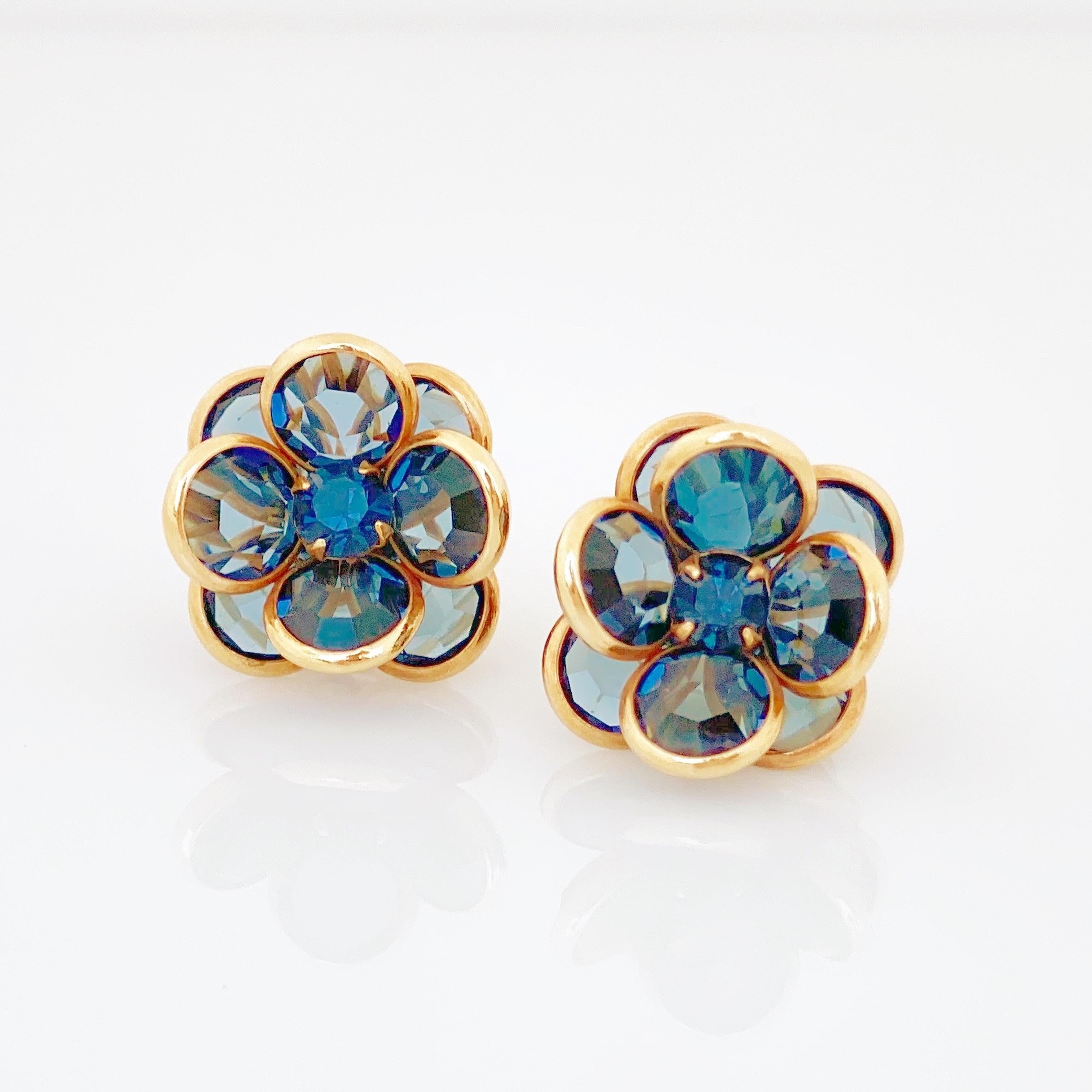 swarovski blue flower earrings