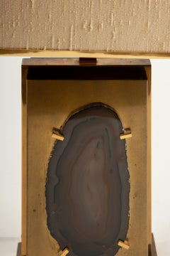 Lampe de table en laiton doré et agate, Willy Daro, vers 1970
