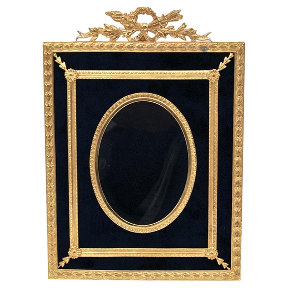 Gilded Brass and Blue Velvet Photo Frame at 1stDibs
