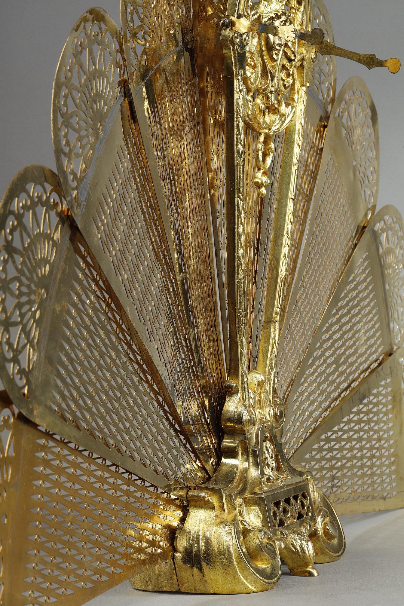 Gilded Brass and Bronze Fire Screen  For Sale 7