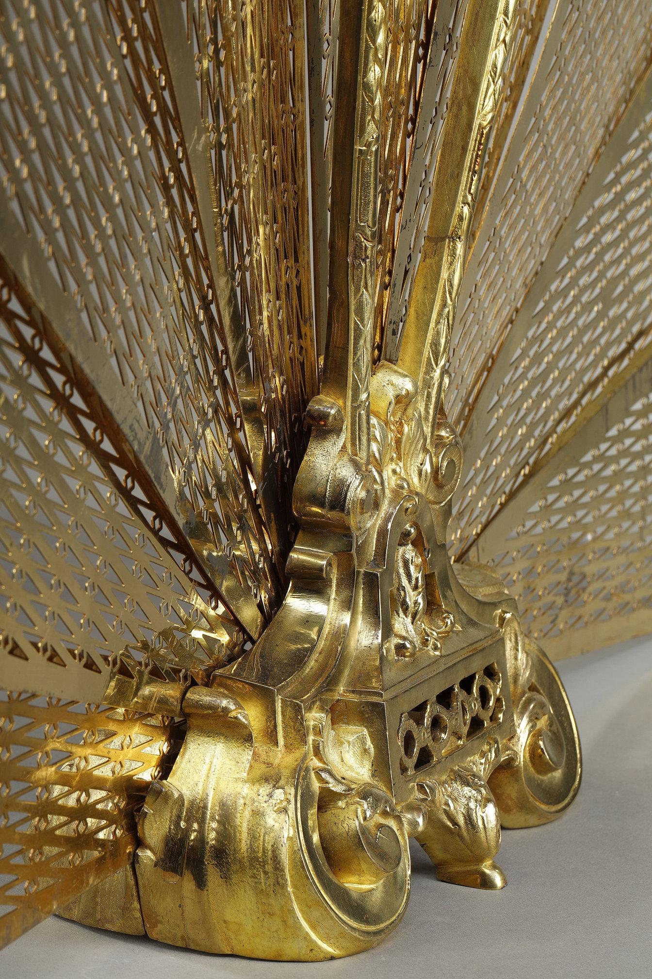 Gilded Brass and Bronze Fire Screen  For Sale 9