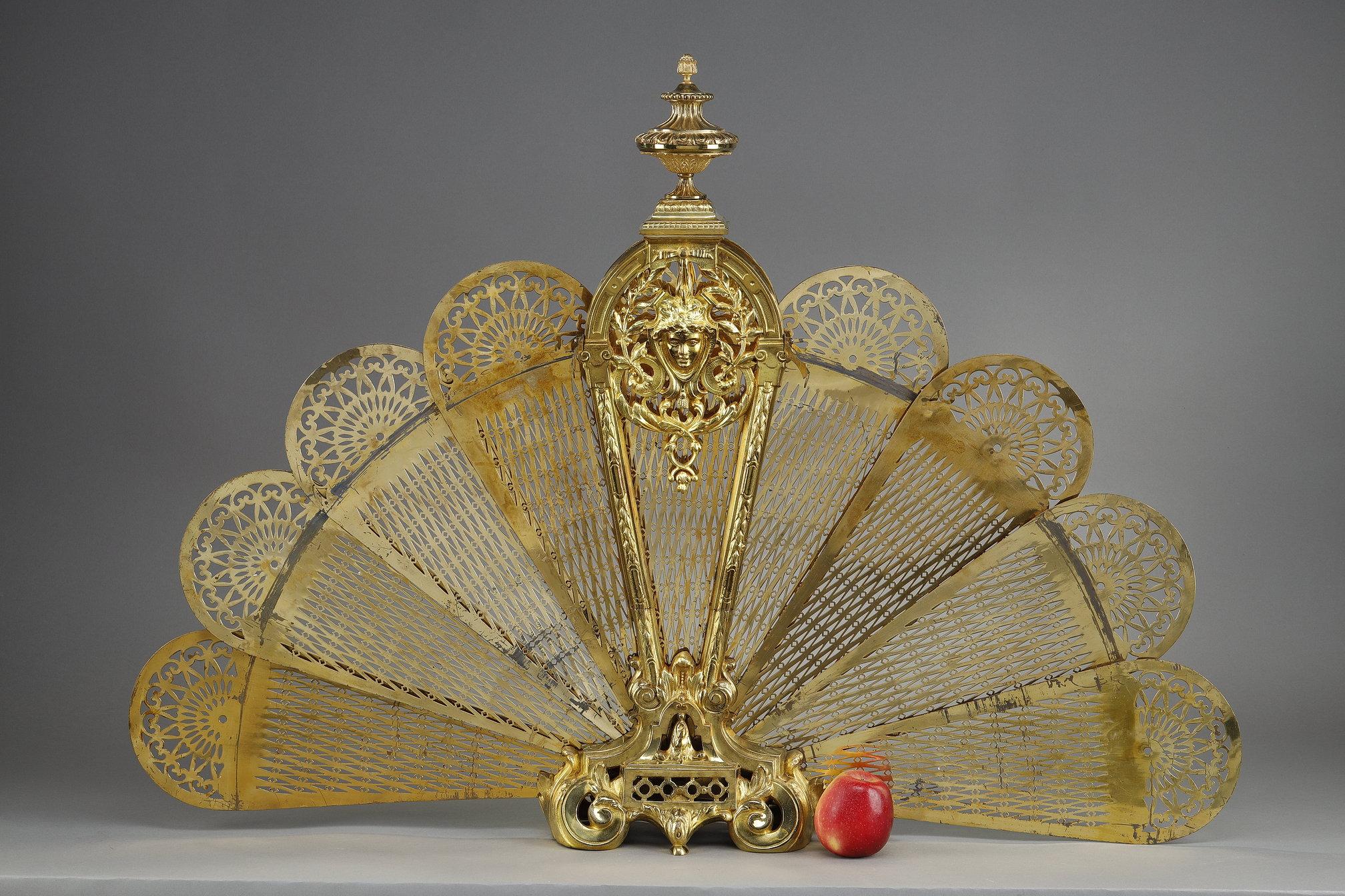Napoleon III Gilded Brass and Bronze Fire Screen  For Sale