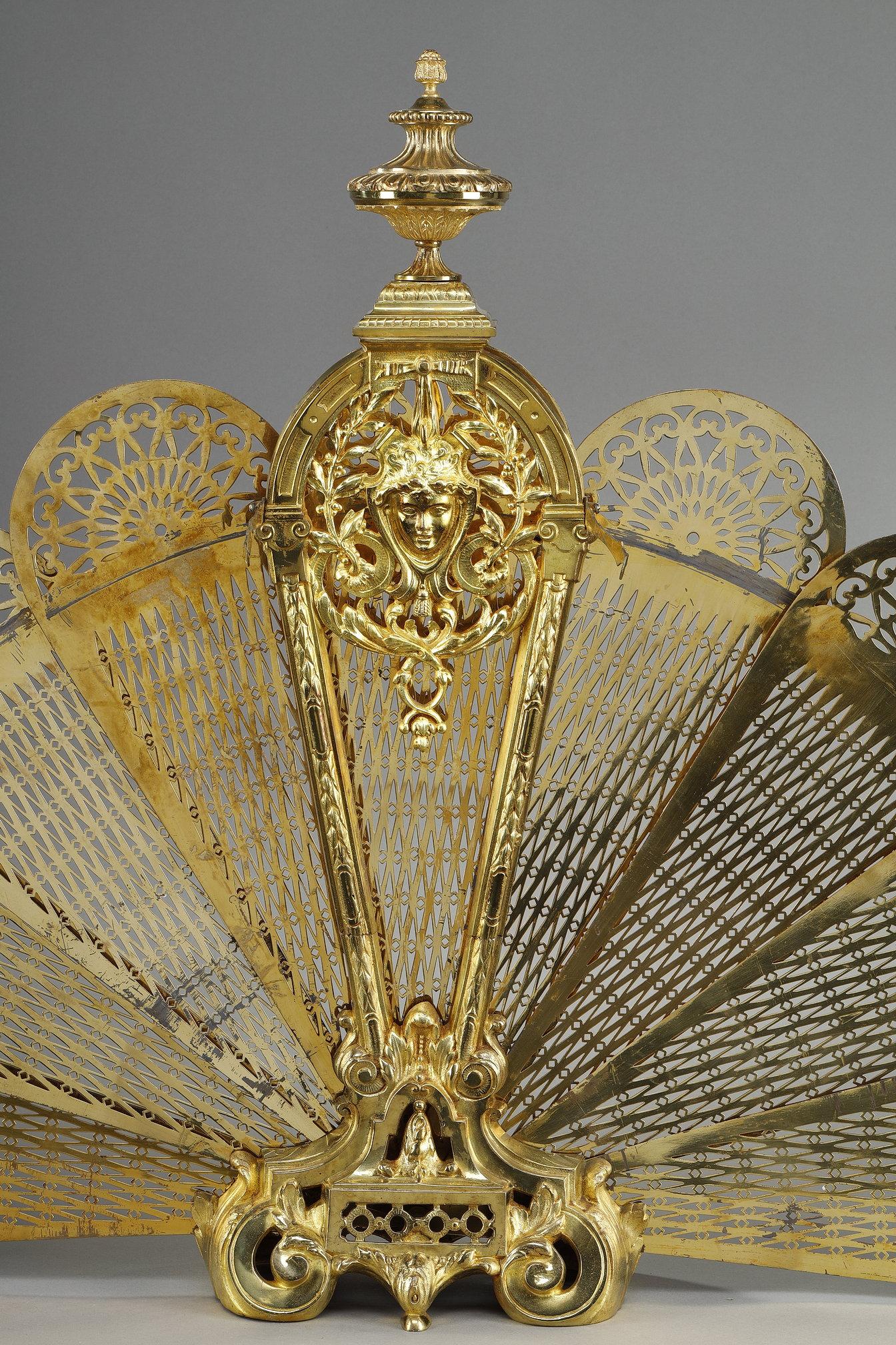 Gilded Brass and Bronze Fire Screen  For Sale 3