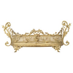 Antique Gilded Brass and Crystal Bowl, Napoleon III Period, 19th Century.
