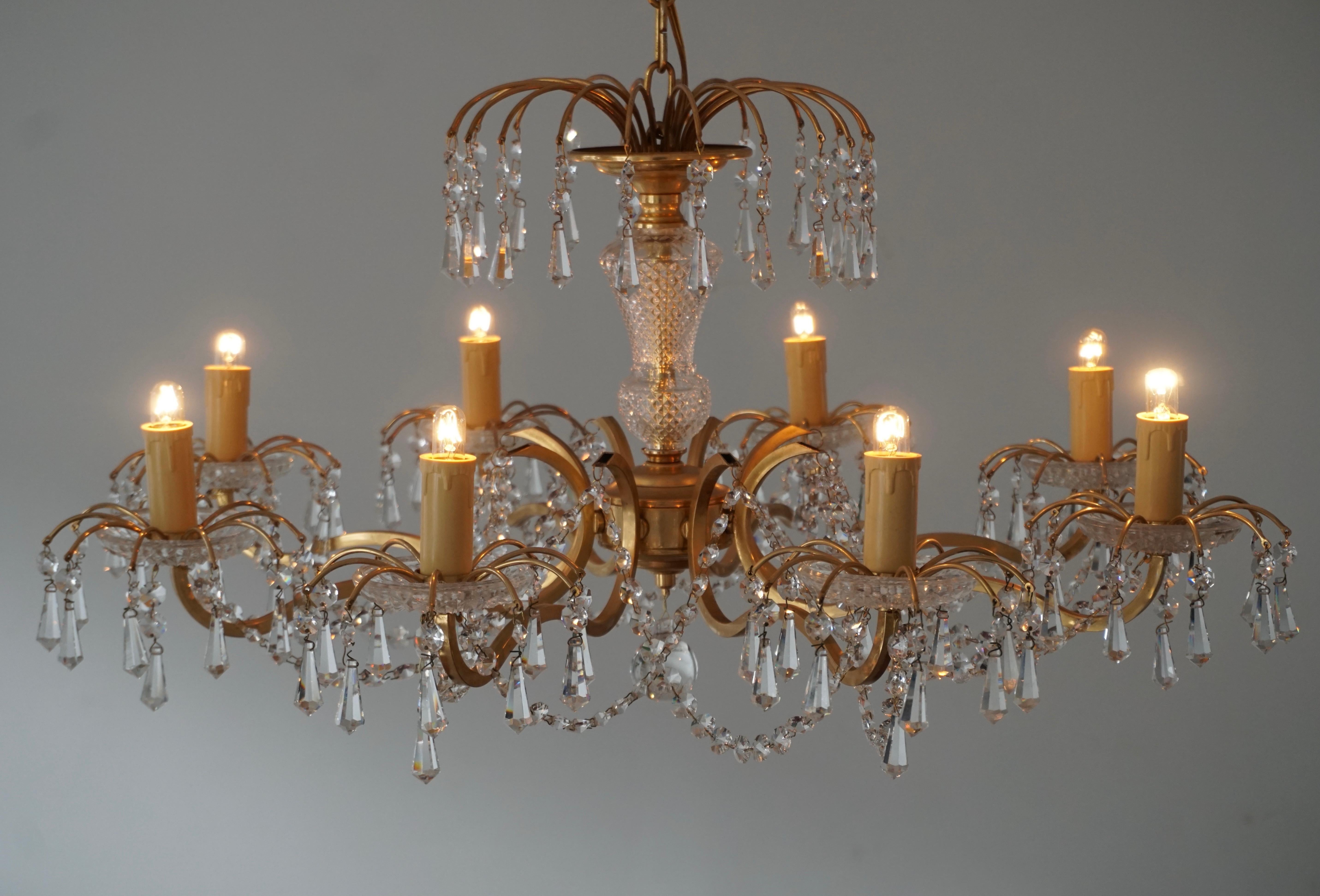 Gilded Brass and Crystal Chandelier 3