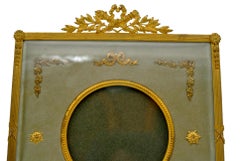 Gilded Brass and Water Green Velvet Photo Frame