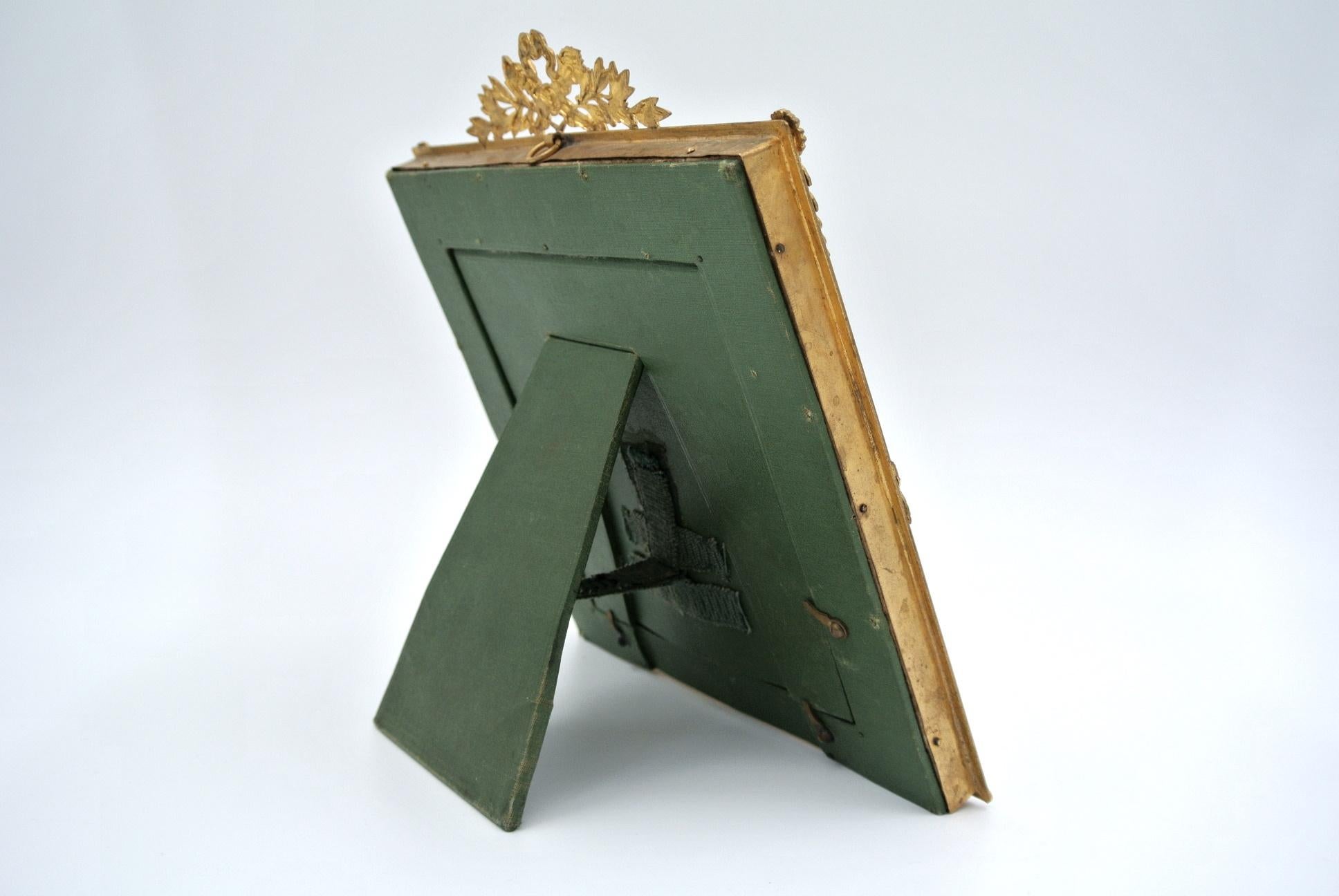 Gilded Brass and Water Green Velvet Photo Frame In Good Condition In Saint-Ouen, FR