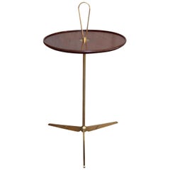 Gilded Brass and Wood Midcentury Serving Table, Italy, 1950