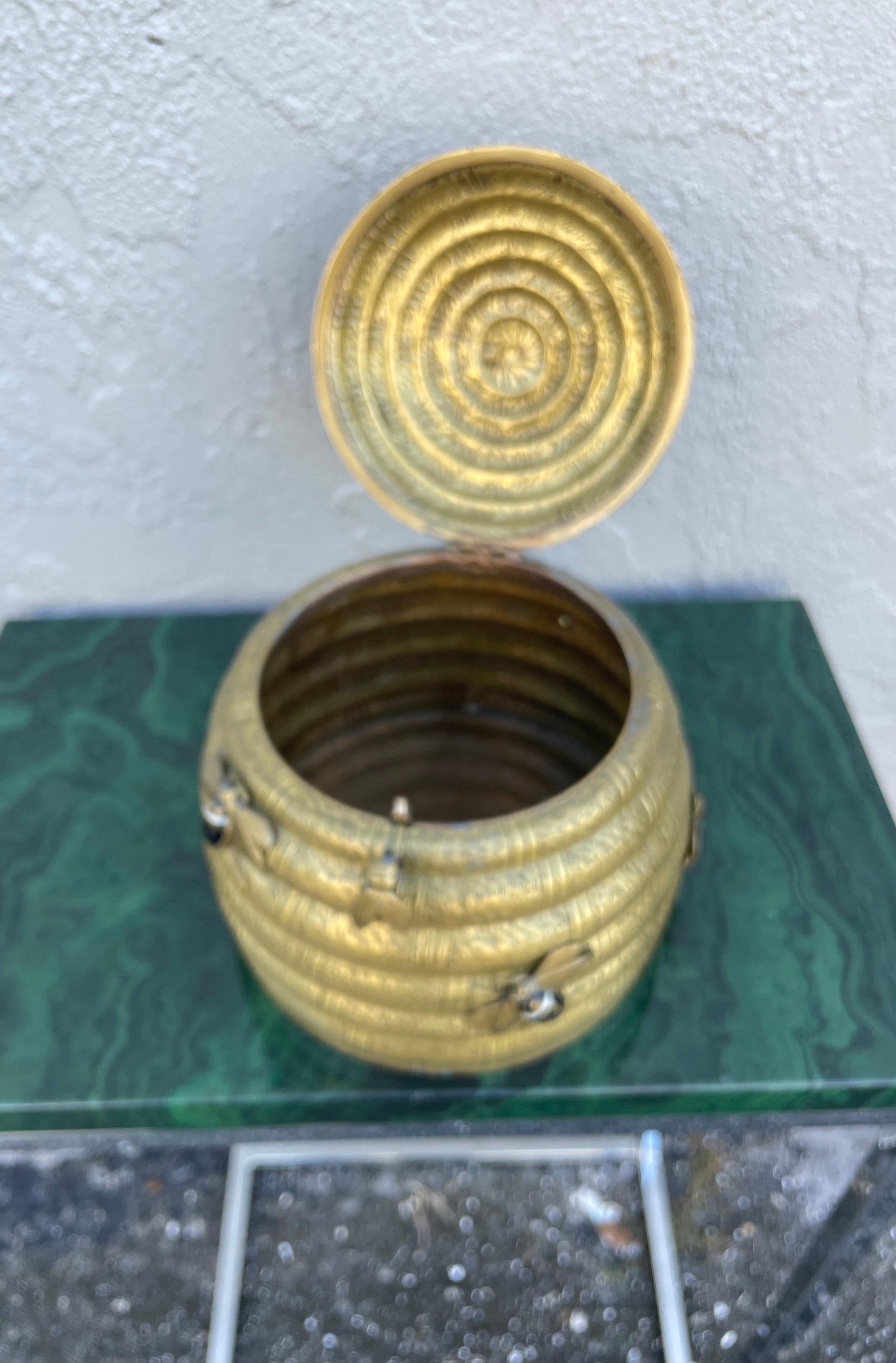 20th Century Gilded Brass Beehive Box For Sale