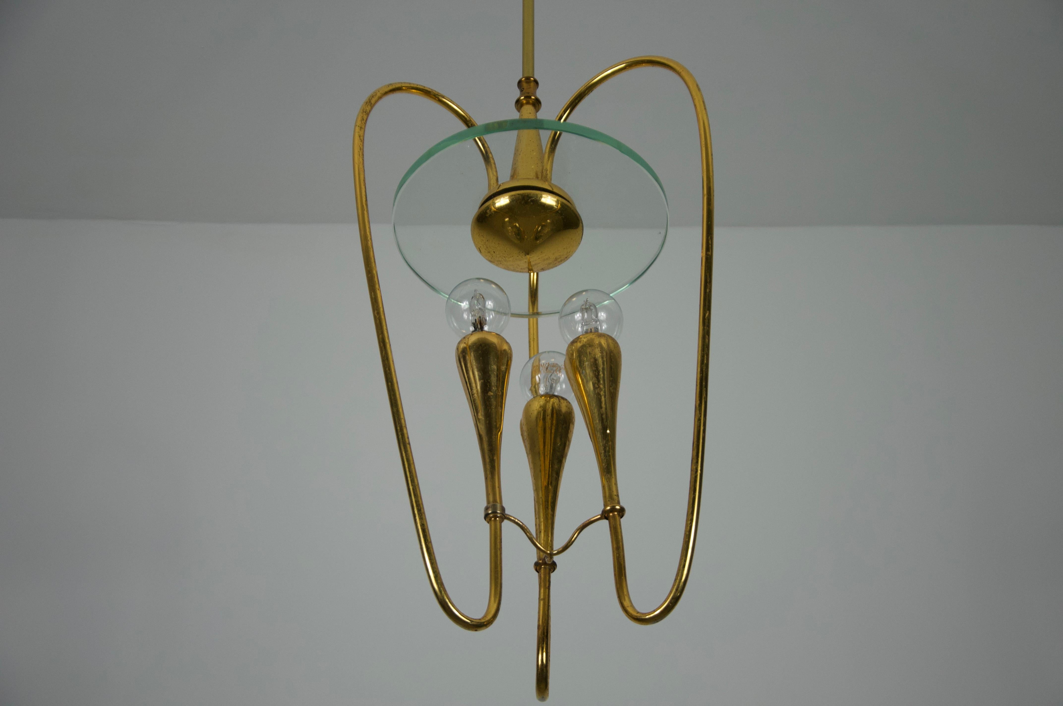 Lámpara de latón dorado de Pietro Chiesa para Fontana Arte, años 50, Italia en venta 6