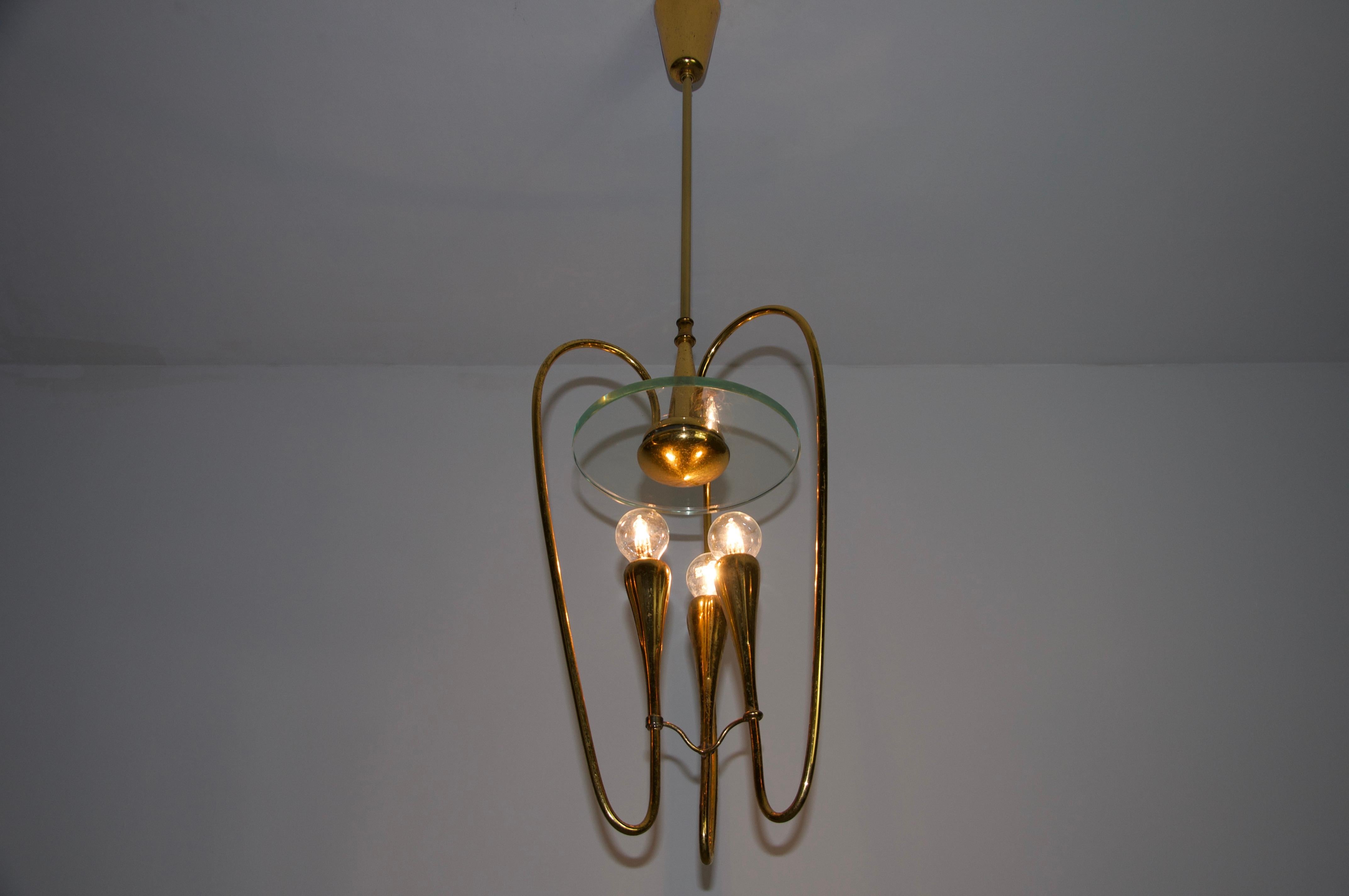 Lámpara de latón dorado de Pietro Chiesa para Fontana Arte, años 50, Italia en venta 8