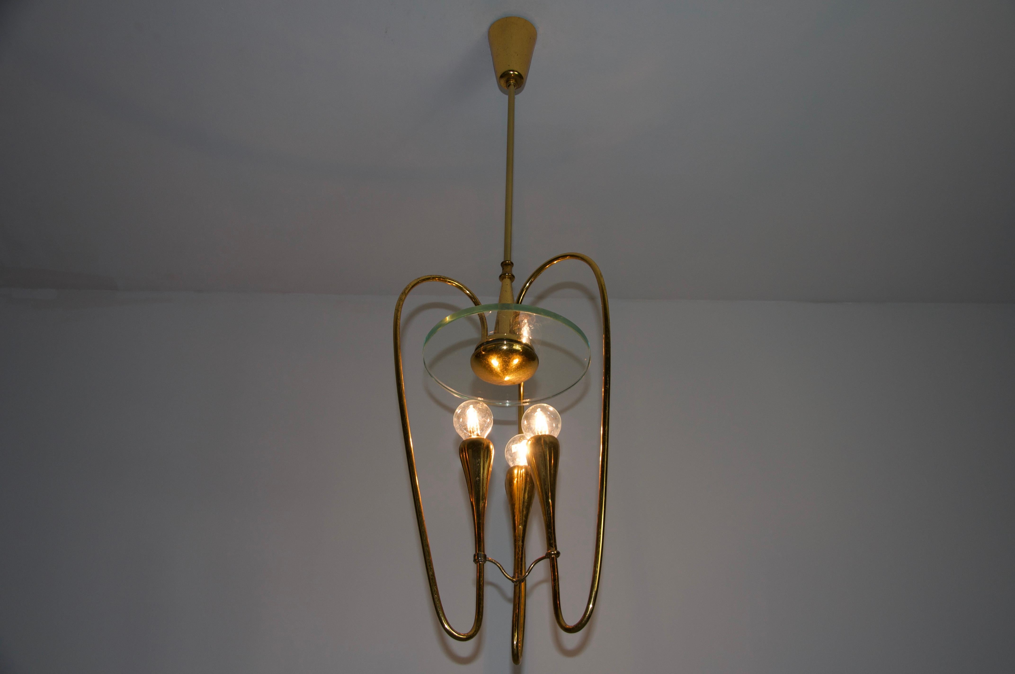 Lámpara de latón dorado de Pietro Chiesa para Fontana Arte, años 50, Italia en venta 9