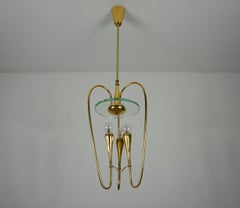 Gilded Brass Chandelier attr. to Pietro Chiesa for Fontana Arte, 1950s, Italy