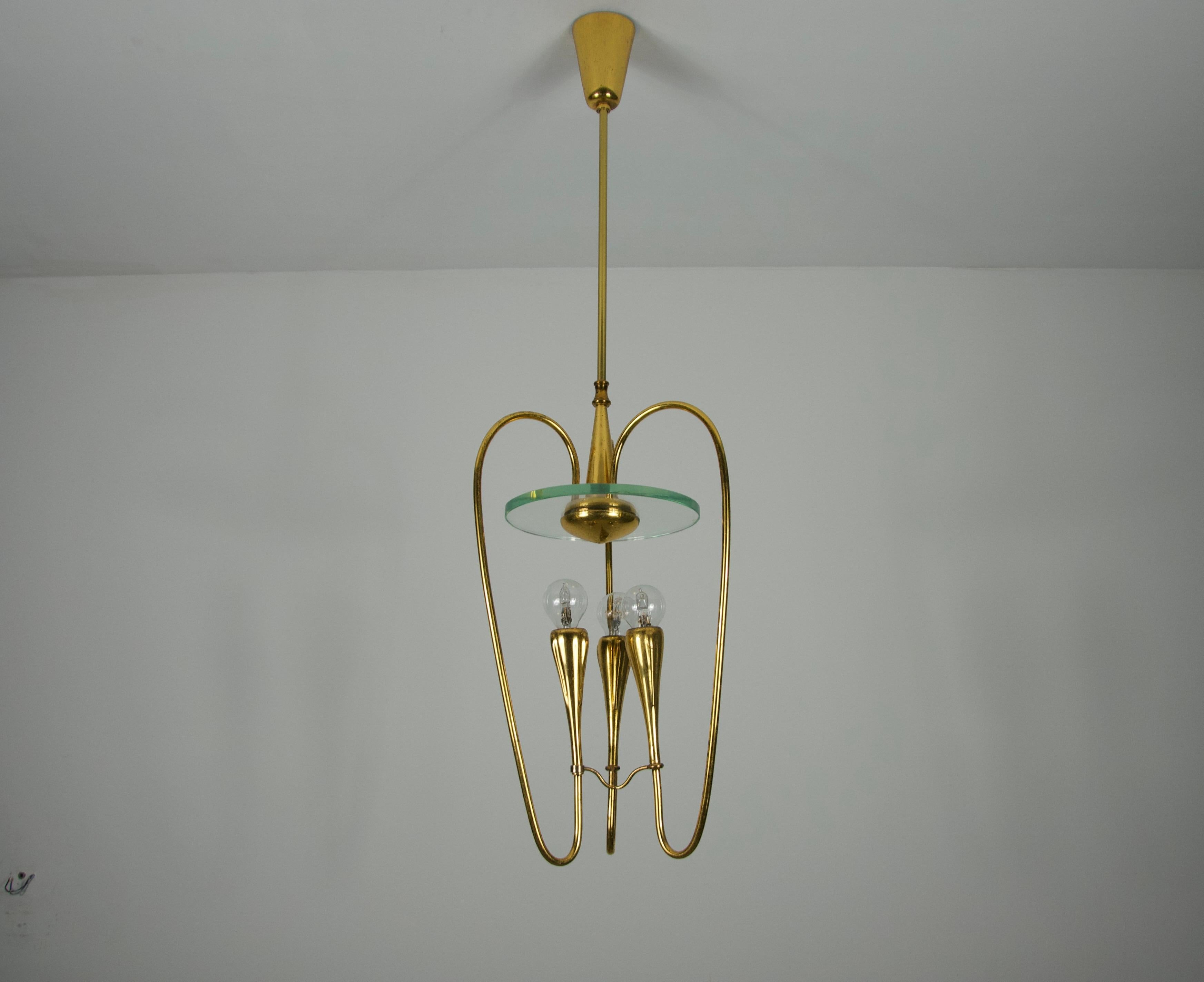 Lámpara de latón dorado de Pietro Chiesa para Fontana Arte, años 50, Italia Italiano en venta