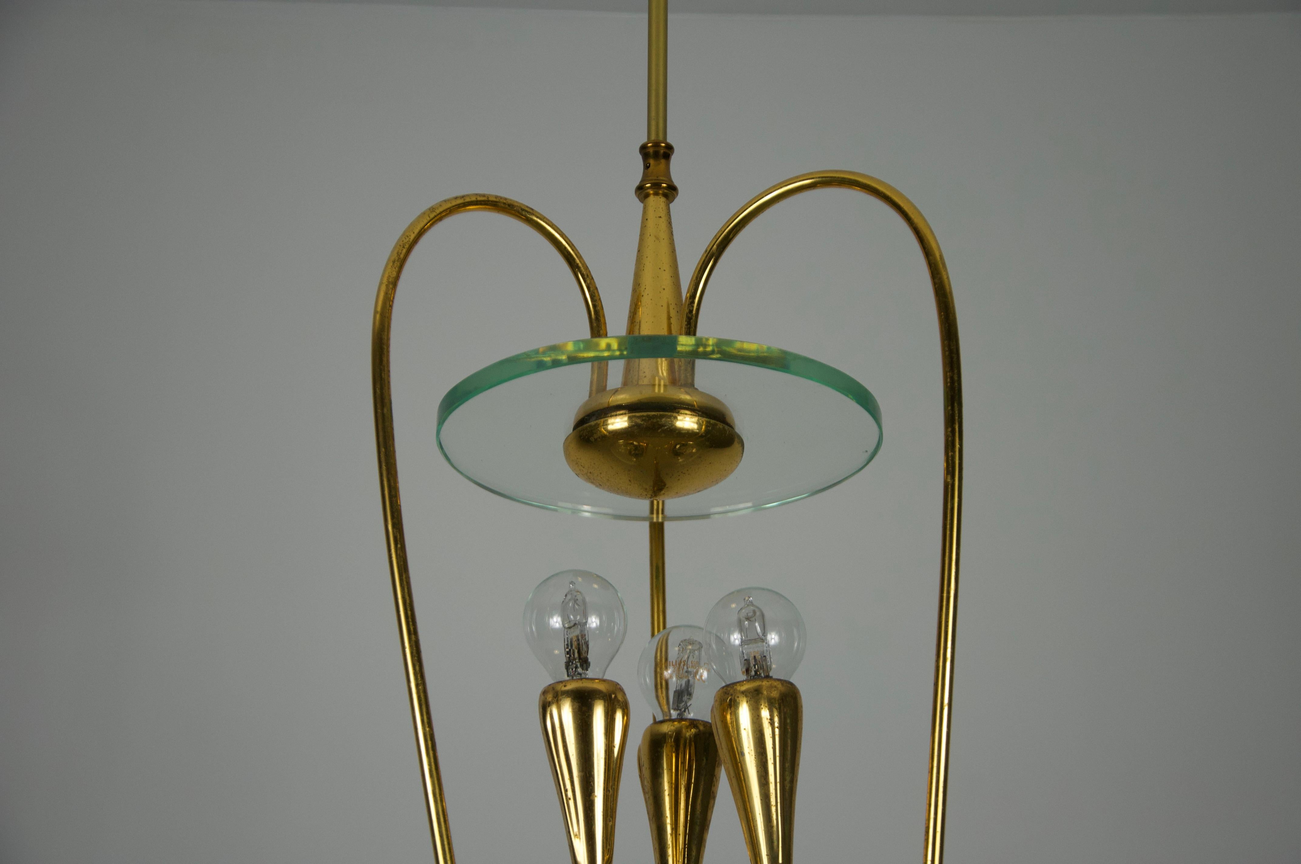 Lámpara de latón dorado de Pietro Chiesa para Fontana Arte, años 50, Italia Latón en venta