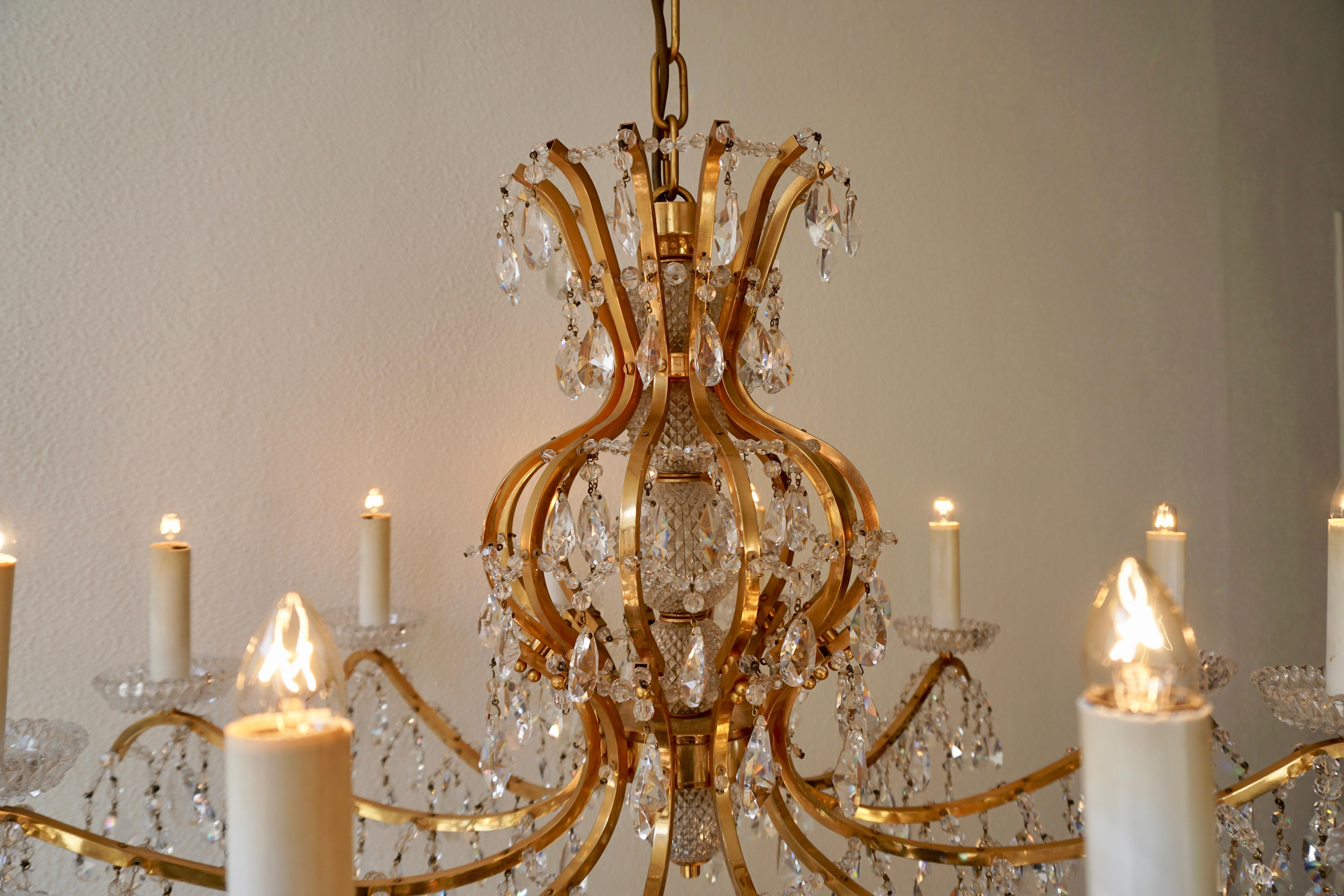 Gilded Brass Crystal Chandelier 4