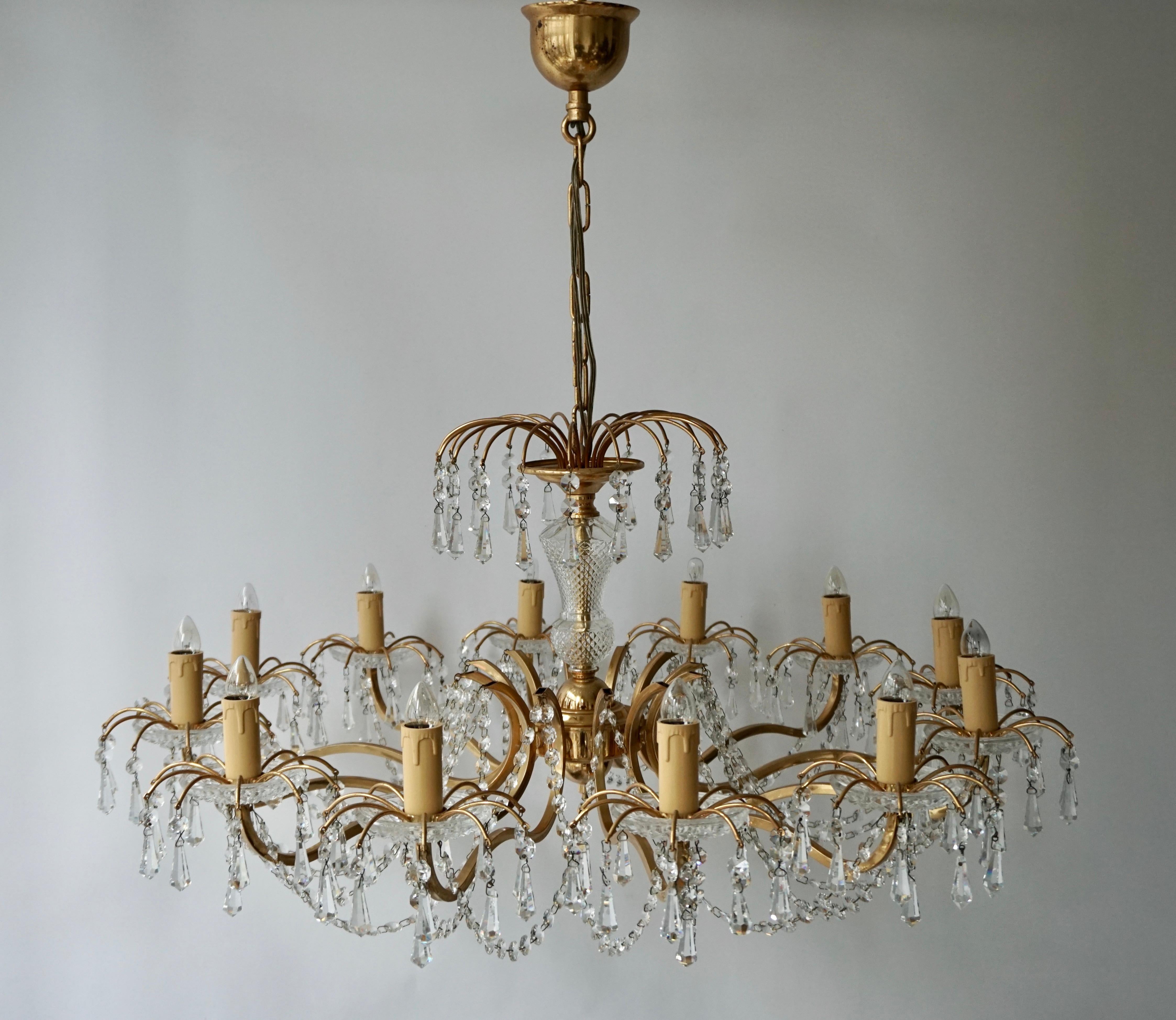 Gilded Brass Crystal Chandelier 4