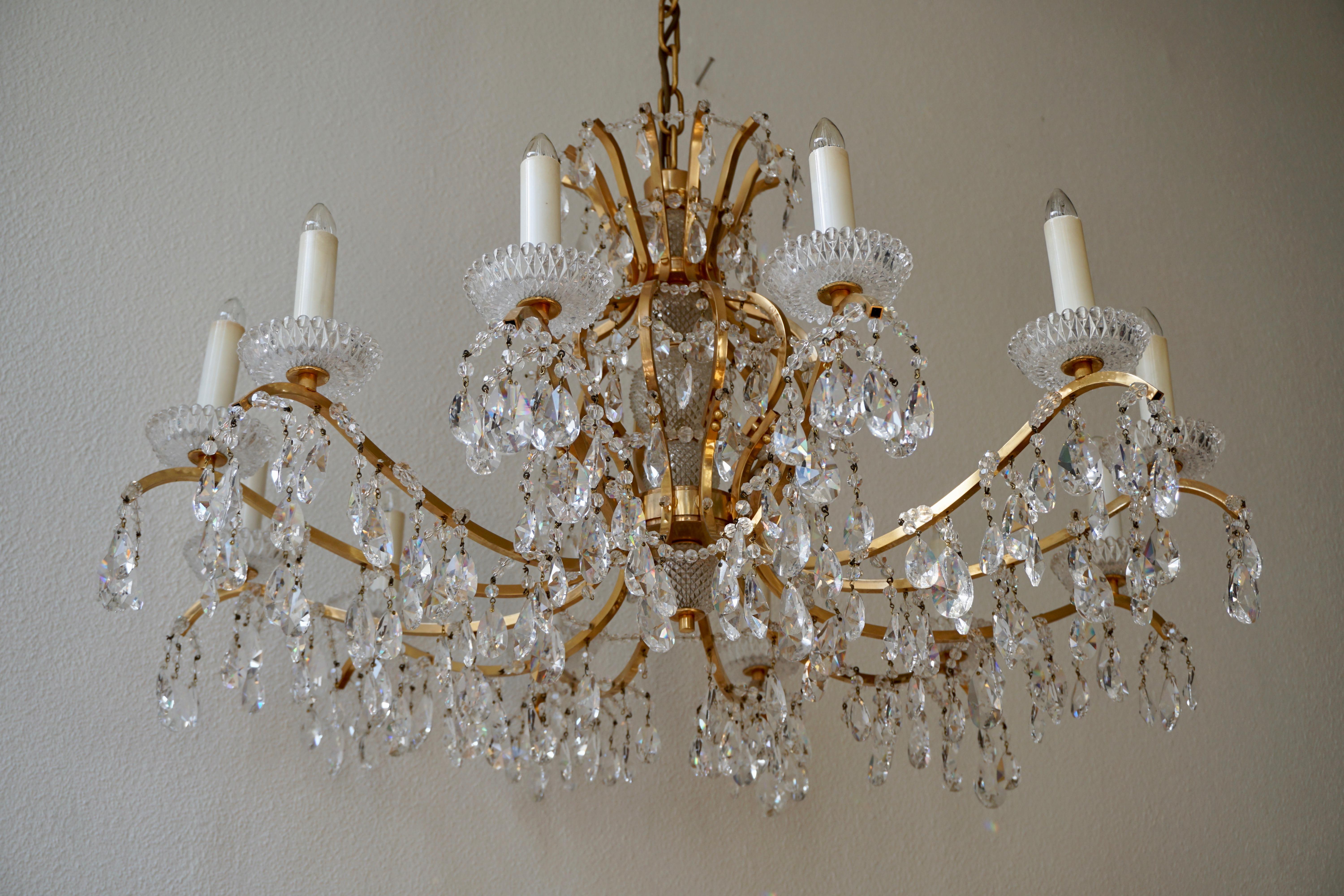 Gilded Brass Crystal Chandelier 2