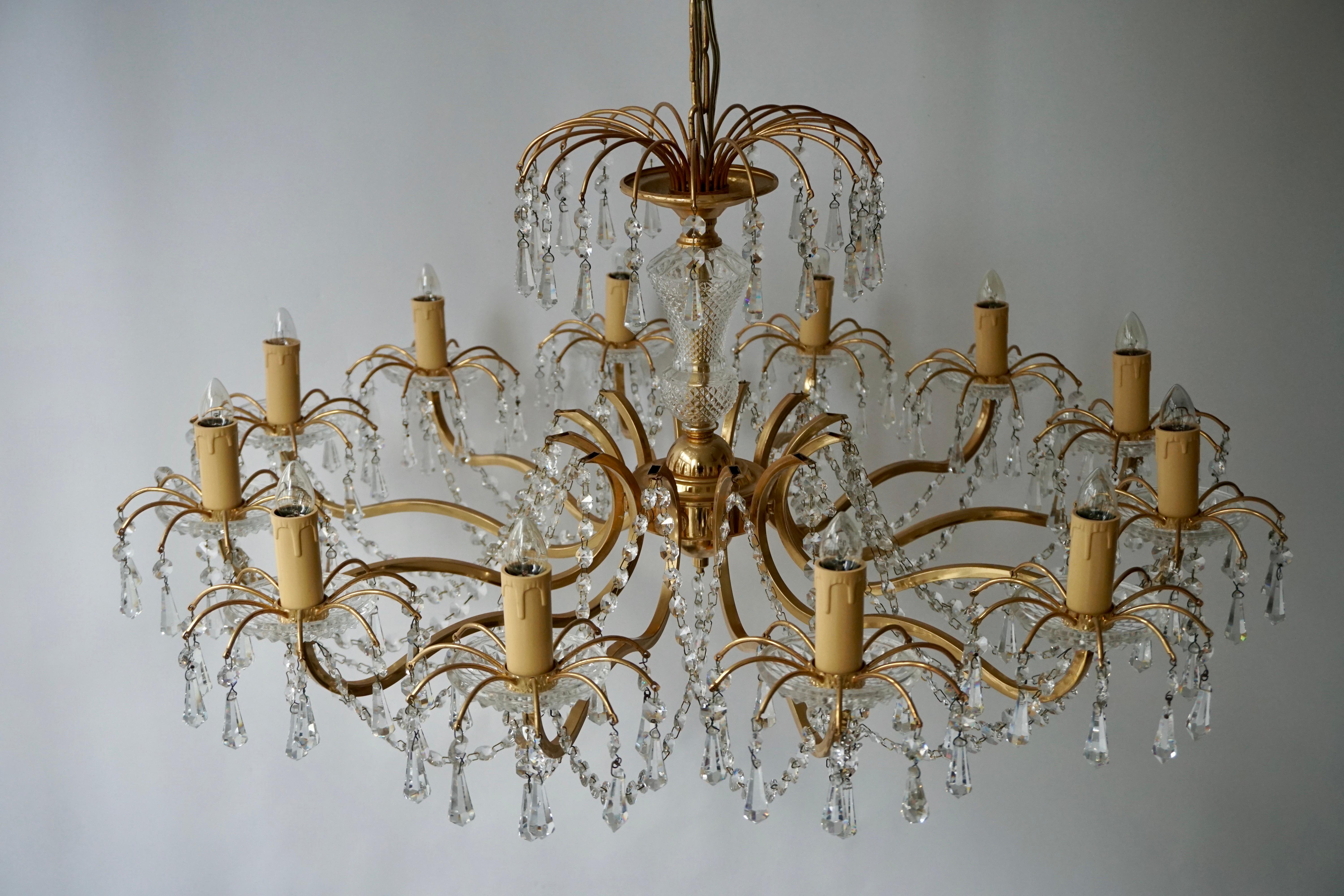 Gilded Brass Crystal Chandelier 3