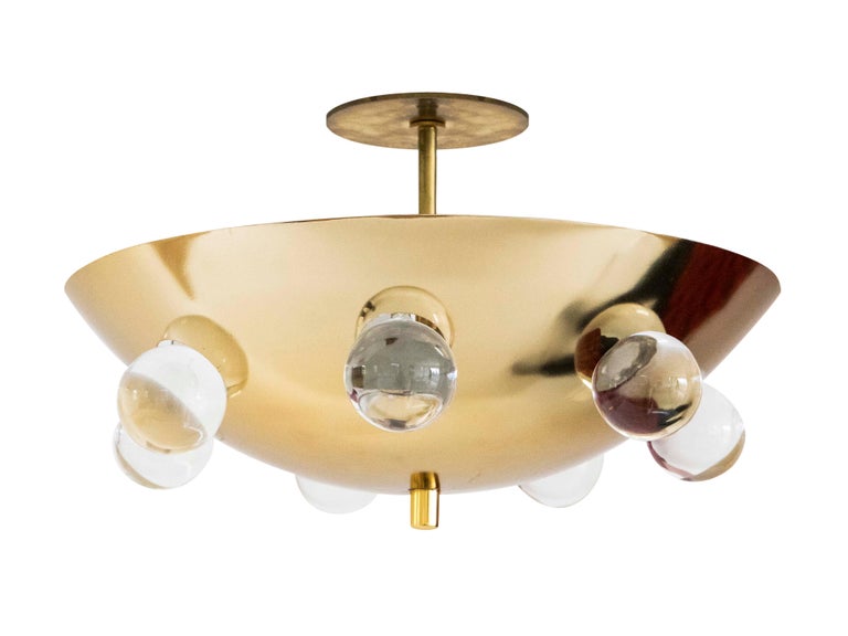Gilded Brass Crystal Orb Ceiling Fixture For Sale At 1stdibs