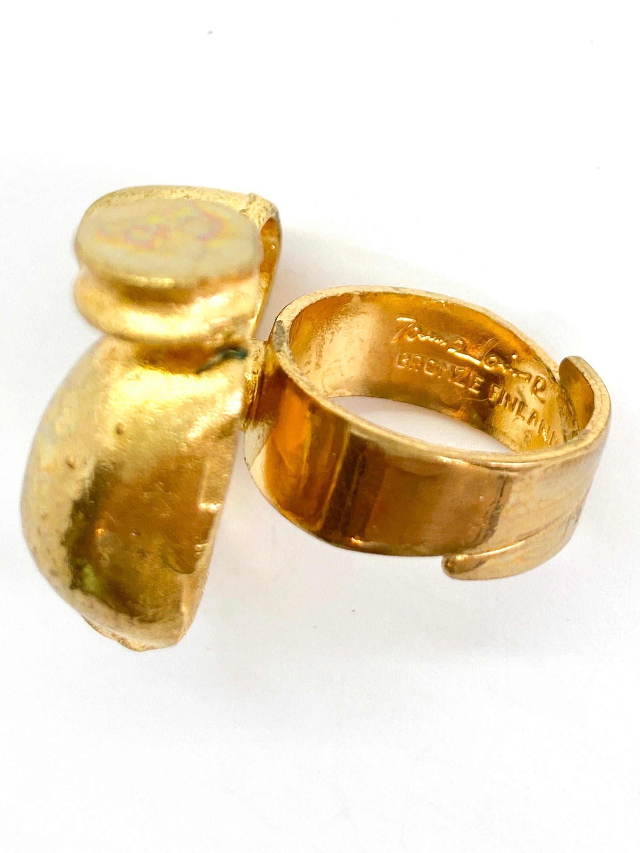 Gilded Brass Finland Jorma Laine Turun Hopea Three Rings For Sale 4