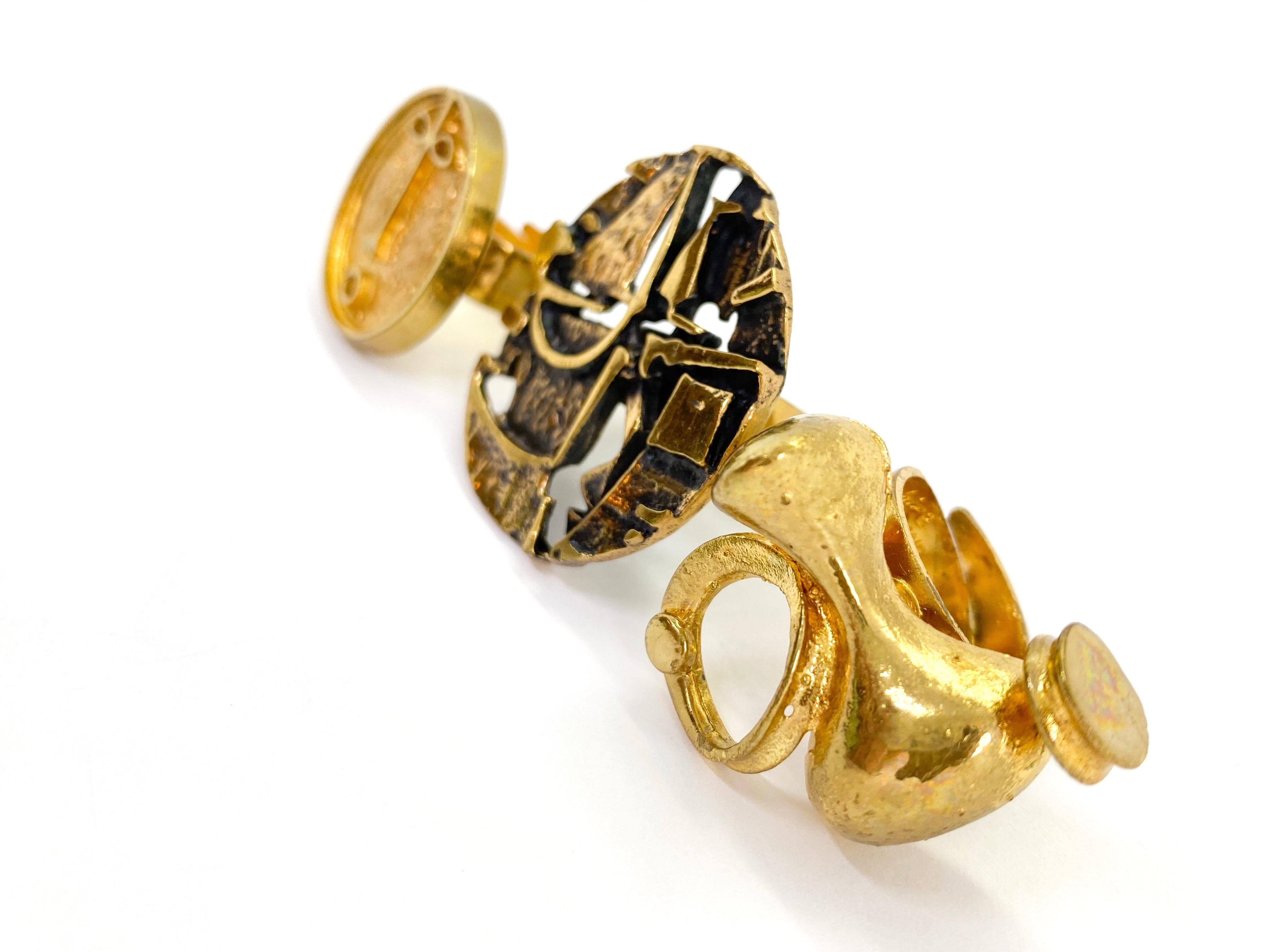 Modern Gilded Brass Finland Jorma Laine Turun Hopea Three Rings For Sale