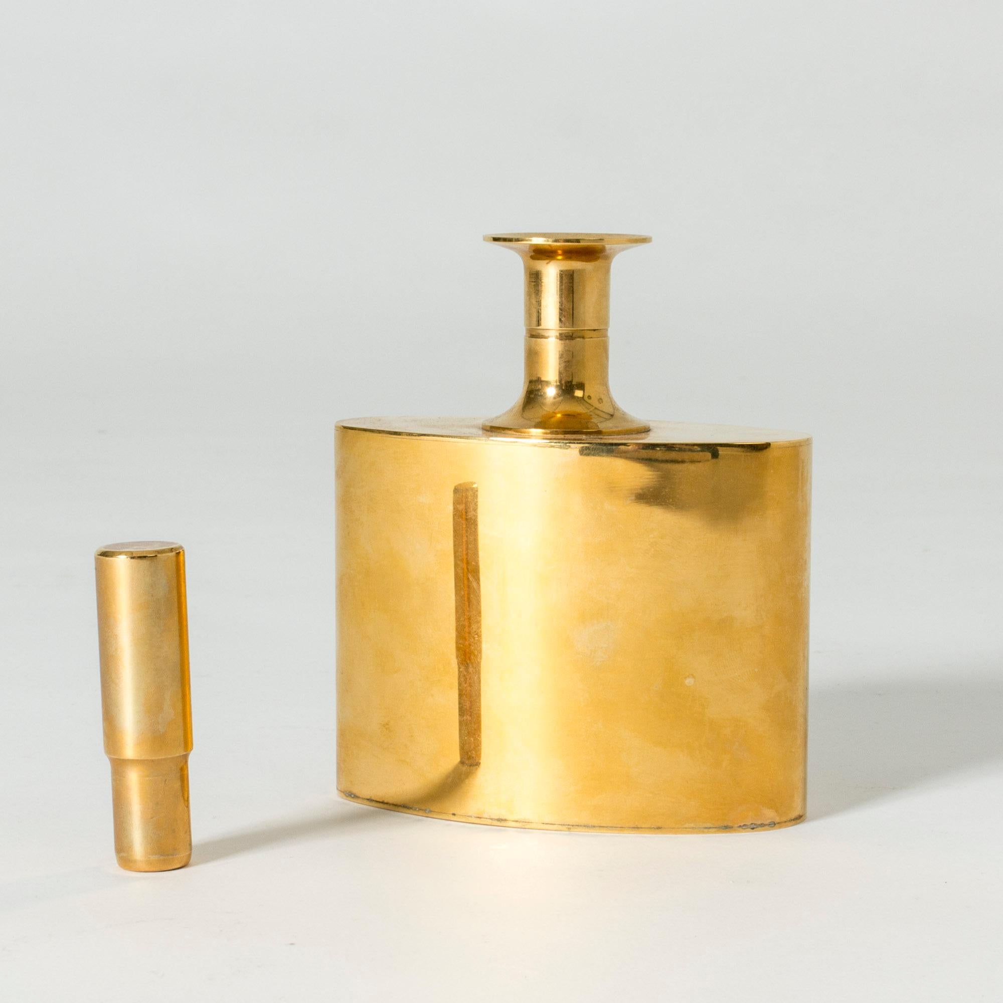 Scandinavian Modern Gilded Brass Flask by Pierre Forssell for Skultuna