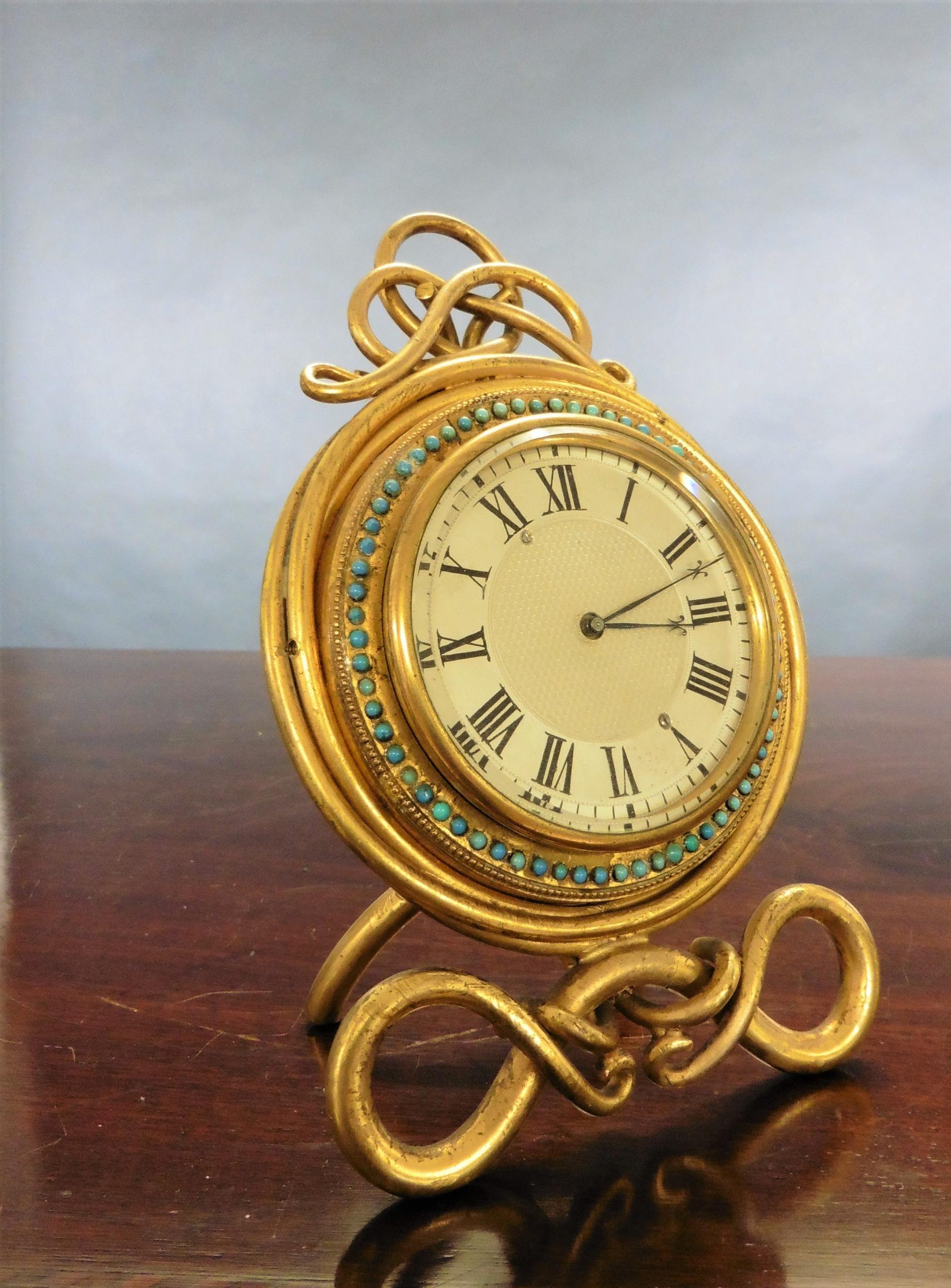 Gilded Brass French Strut Mantel Clock In Good Condition For Sale In Norwich, GB