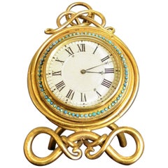 Antique Gilded Brass French Strut Mantel Clock