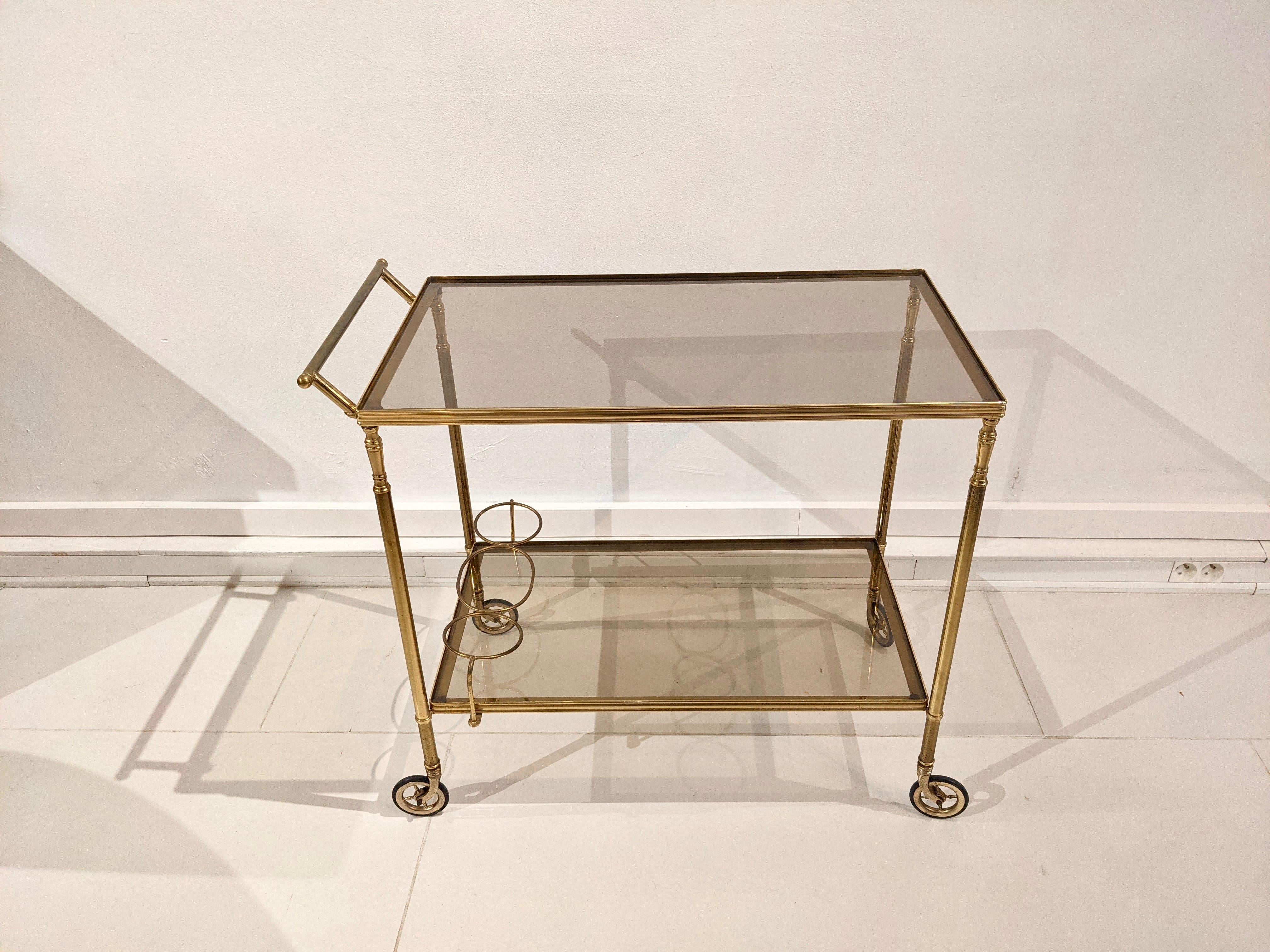 Mid-Century Modern Gilded Brass Trolley For Sale