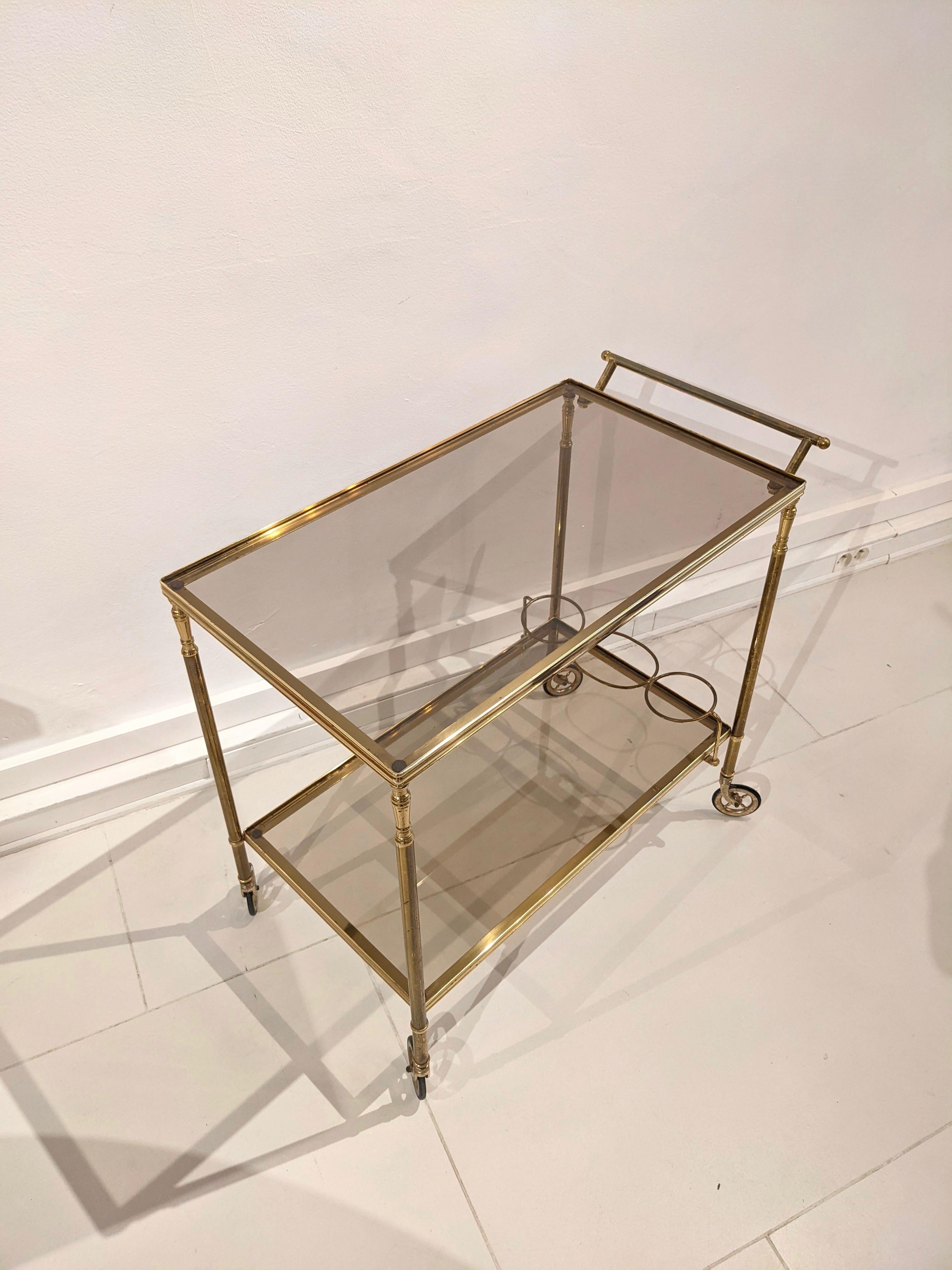 Gilded Brass Trolley In Good Condition For Sale In lyon, FR