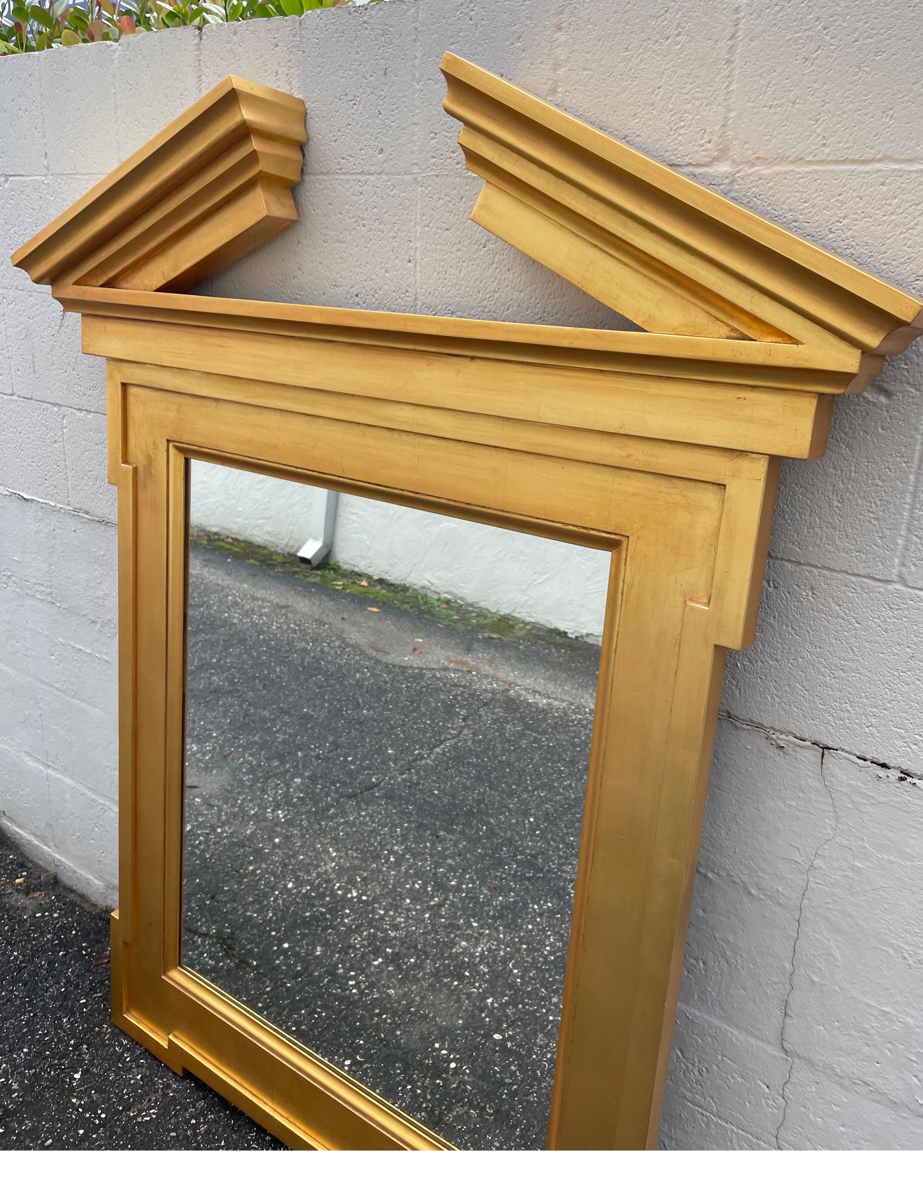 Gilded Broken Pediment Mirror by Donghia For Sale 4