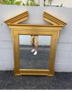 Giltwood Neoclassical Broken Pediment Mirror by John Hutton, 1980s